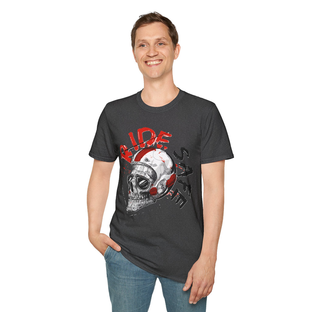 Ride Safe Skull T-Shirt | Unisex Softstyle Tee for Bikers | Perfect for Motorcyclists, Casual Wear, Gifts, and Events