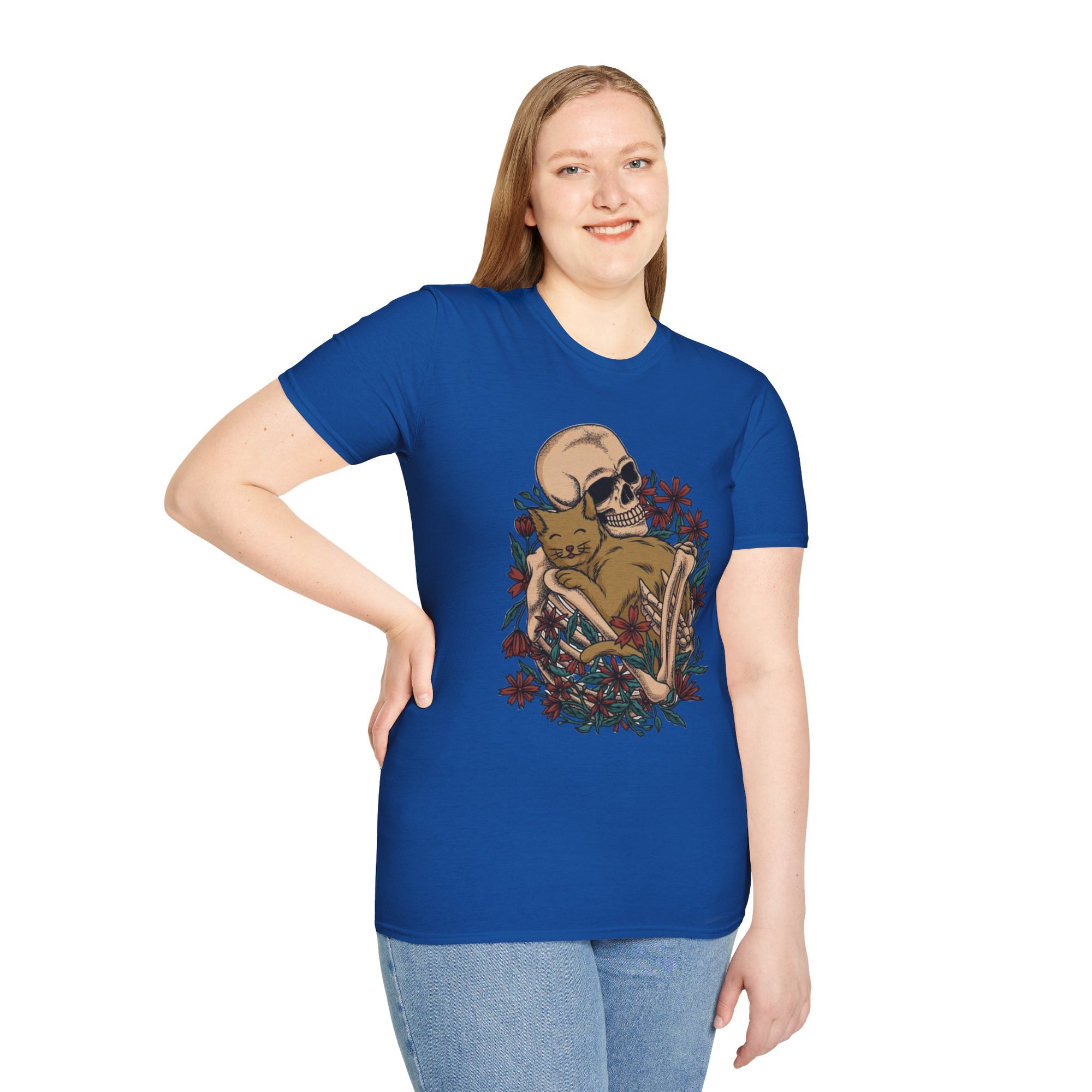 Skeleton Floral Unisex T-Shirt, Cute Grunge Tee, Quirky Halloween Shirt, Casual Everyday Wear, Unique Graphic Top
