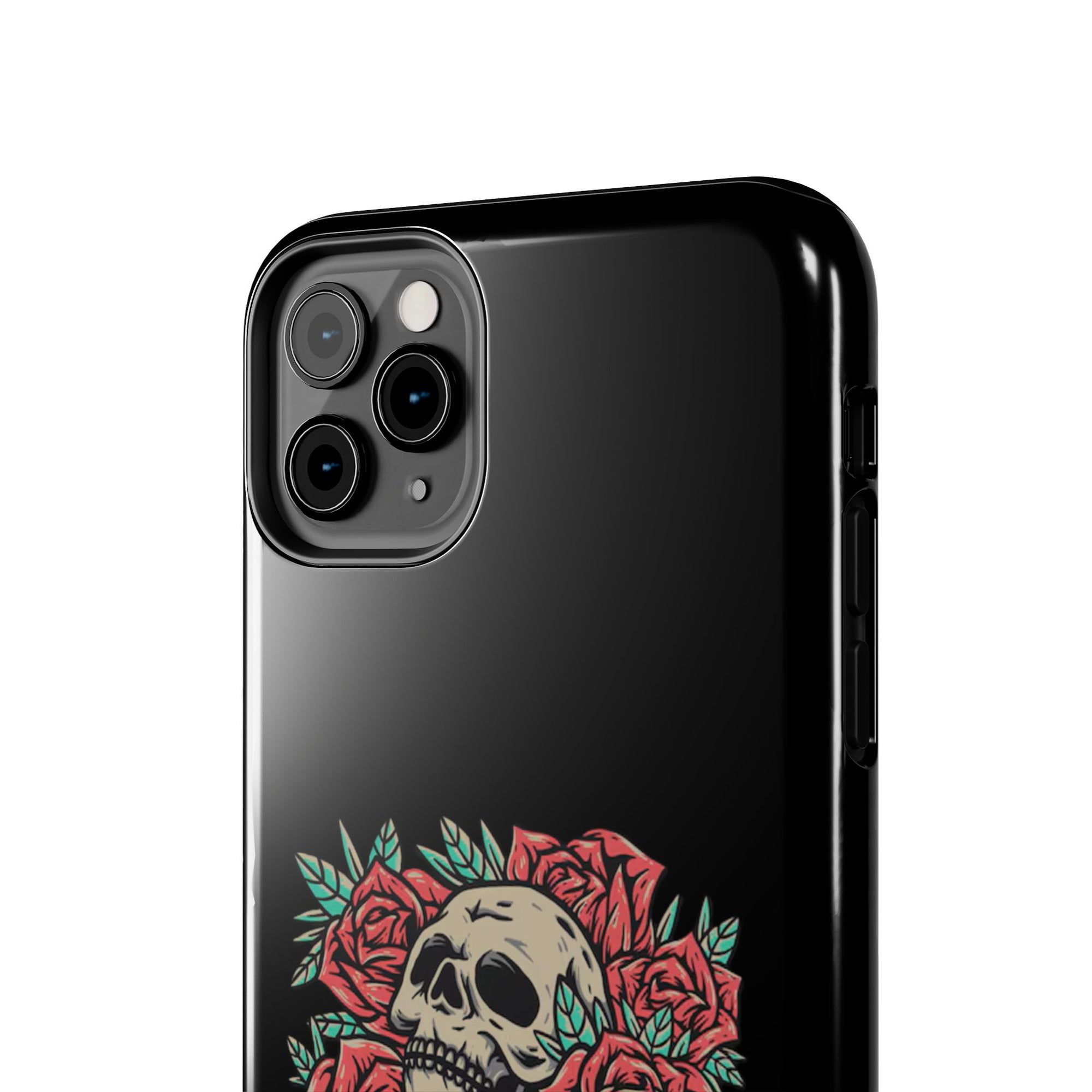 Stylish Skull & Roses Phone Case, Tough Phone Cover, Floral Skull Design, Unique Gift for her, Gothic Aesthetic Accessories