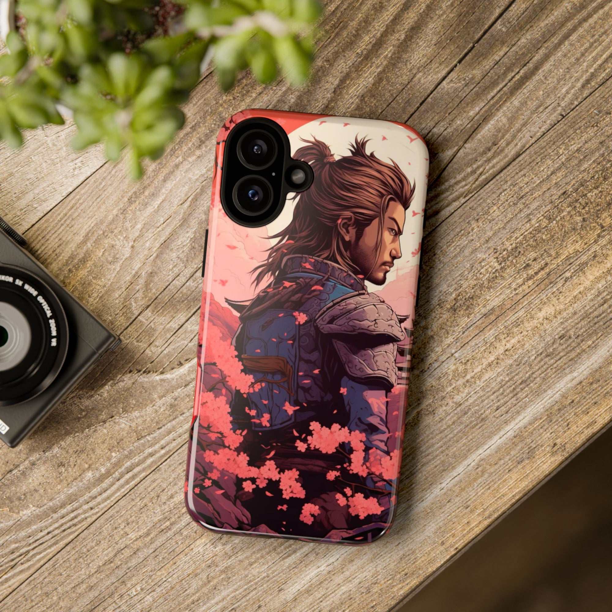 Samurai Phone Case, Tough Cases for Men, Cherry Blossom Art, Gift for Anime Fans, Unique Phone Accessory, Stylish Protection