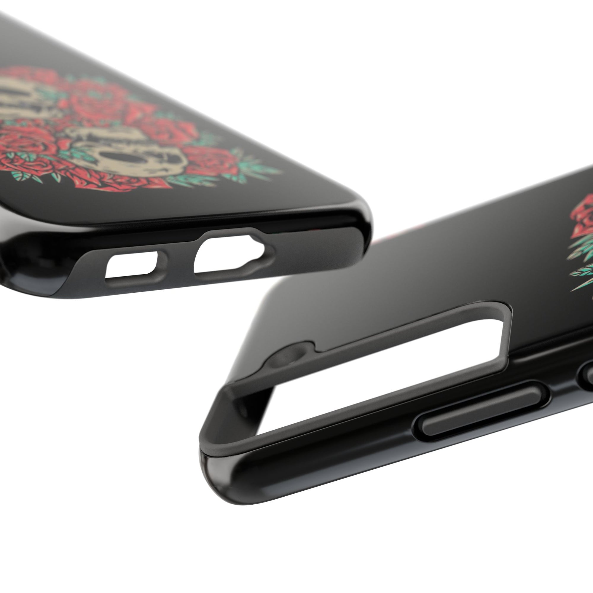 Stylish Skull & Roses Phone Case, Tough Phone Cover, Floral Skull Design, Unique Gift for her, Gothic Aesthetic Accessories