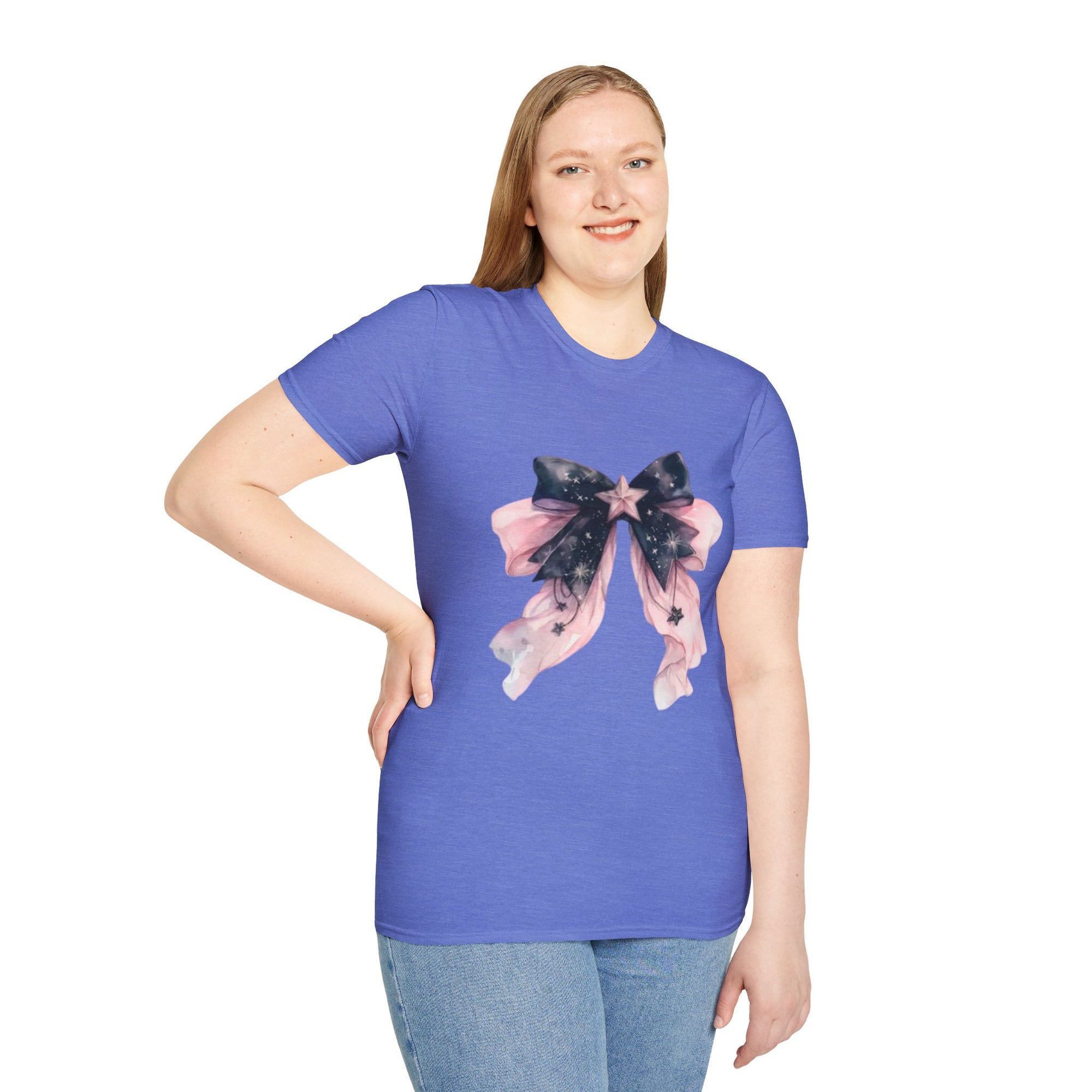 Whimsical Starry Bow T-Shirt, Cute Graphic Tee, Casual Wear, Gift for Her, Summer Fashion, Birthday Present