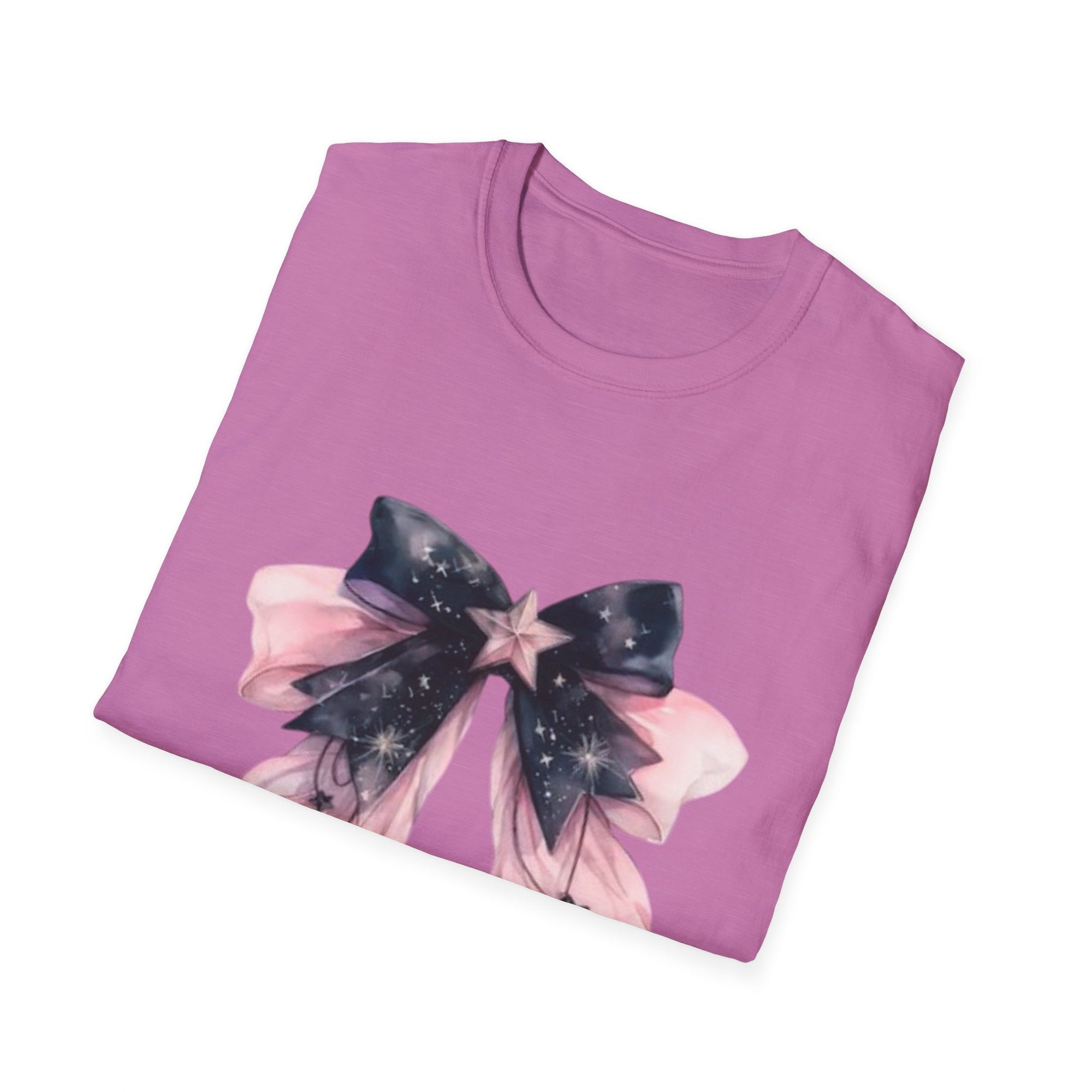 Whimsical Starry Bow T-Shirt, Cute Graphic Tee, Casual Wear, Gift for Her, Summer Fashion, Birthday Present