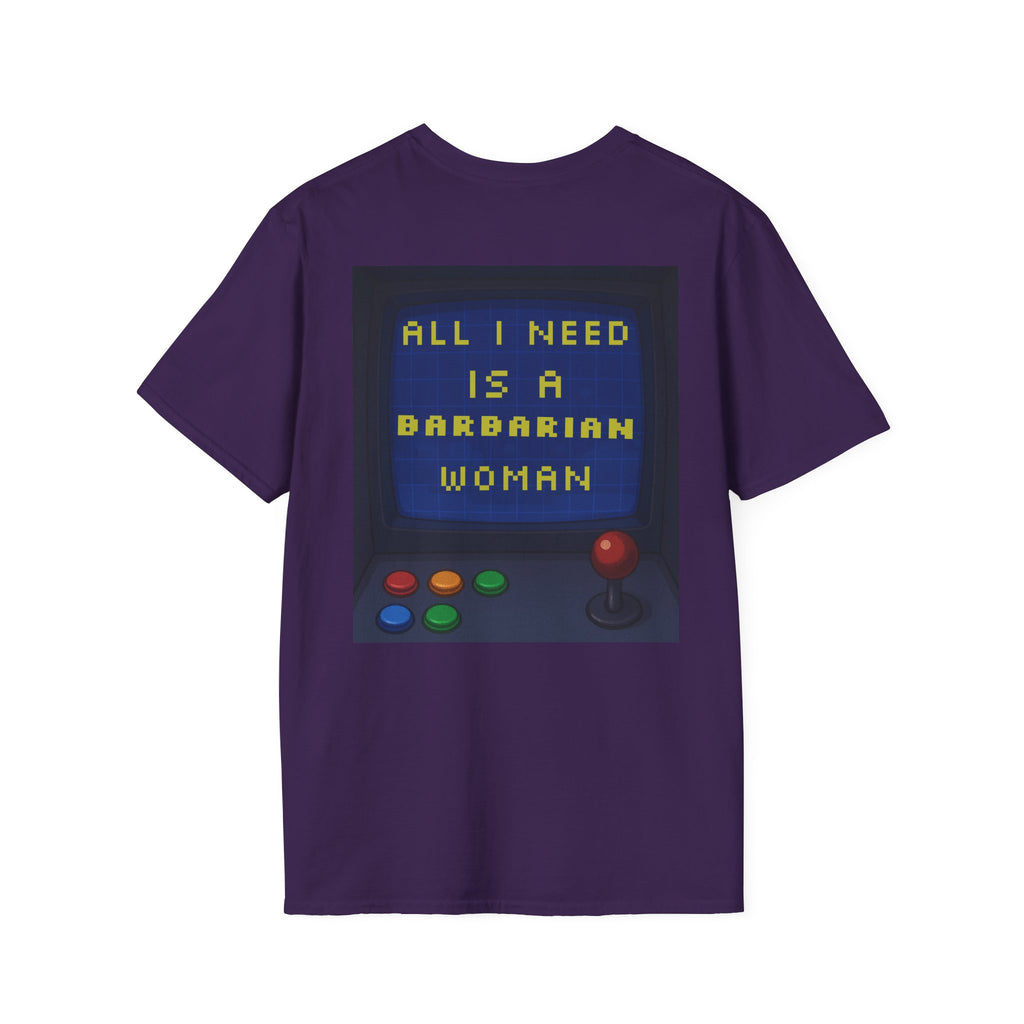 Unisex Barbarian Woman T-Shirt - Softstyle Graphic Tee for Gamers, Gifts for Her, Casual Wear, Birthday Present, Retro Style