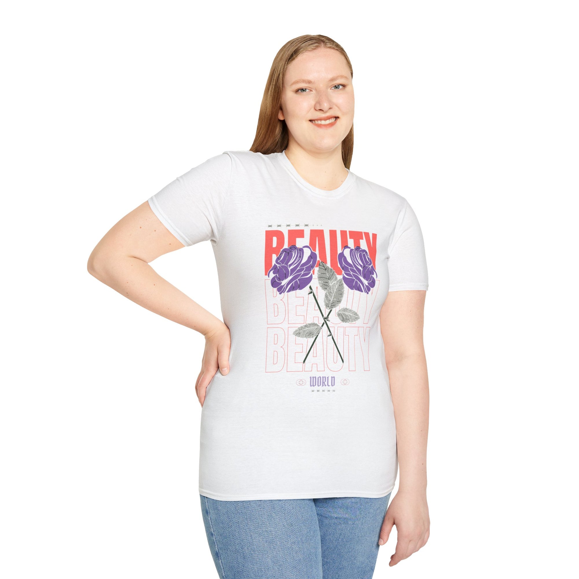 Beauty Floral Unisex Softstyle T-Shirt, Chic Casual Wear, Gift for Friends, Everyday Style, Trendy Graphic Tee, Summer Outfit