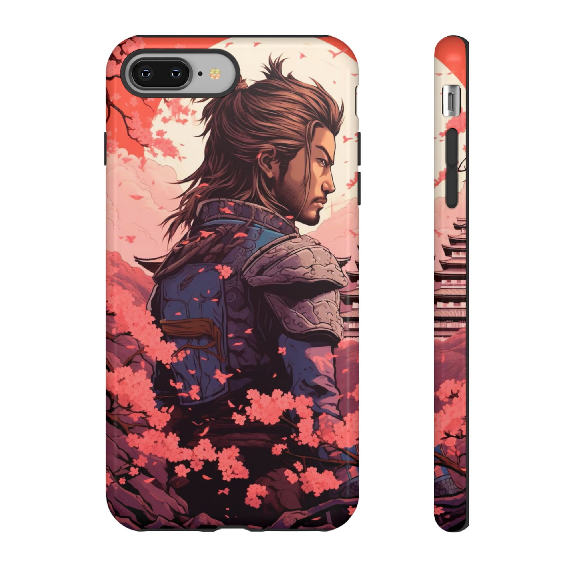 Samurai Phone Case, Tough Cases for Men, Cherry Blossom Art, Gift for Anime Fans, Unique Phone Accessory, Stylish Protection