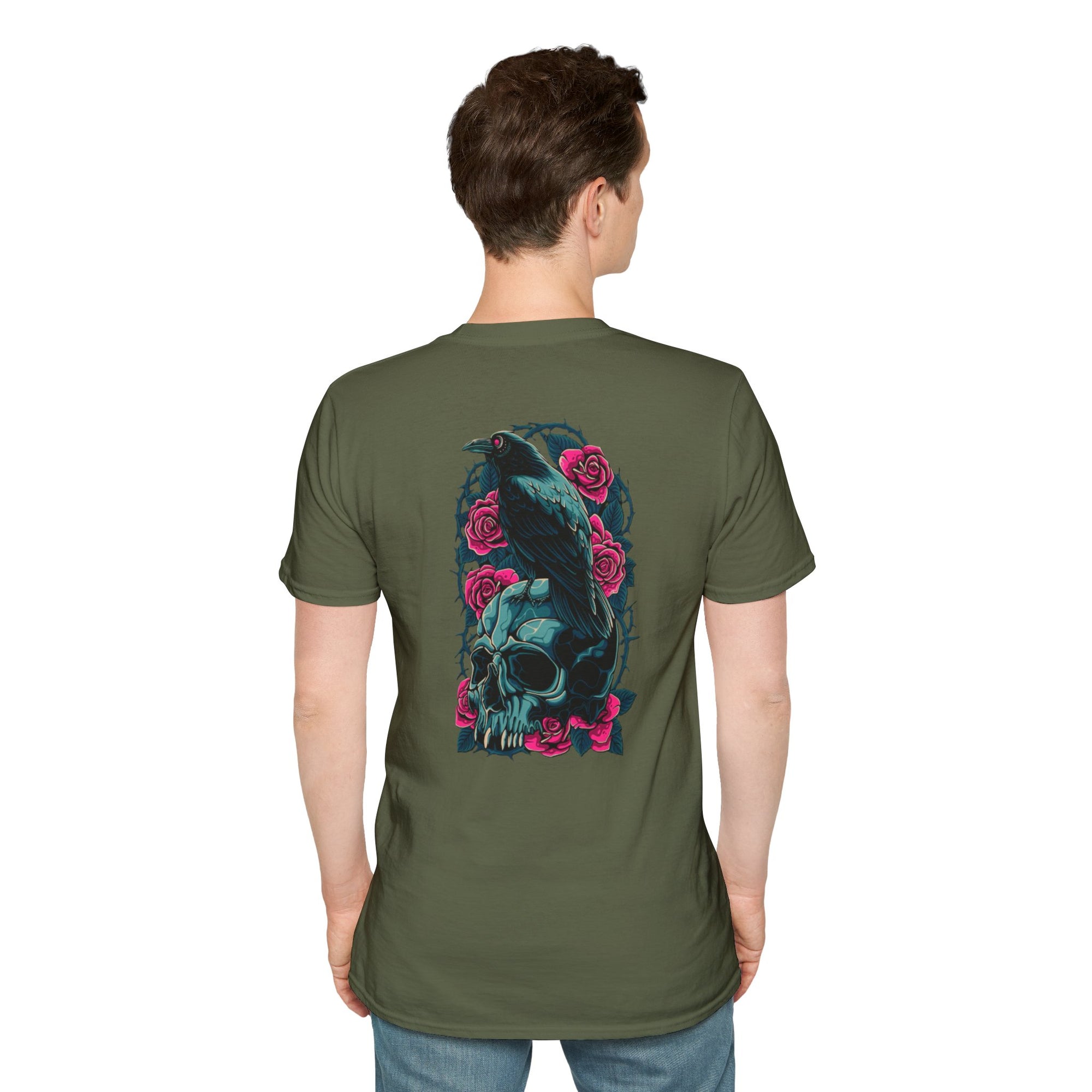 Gothic Skull & Rose Unisex T-Shirt | Boho Style Tee, Casual Wear, Gift for Her, Halloween Shirt, Graphic Tee