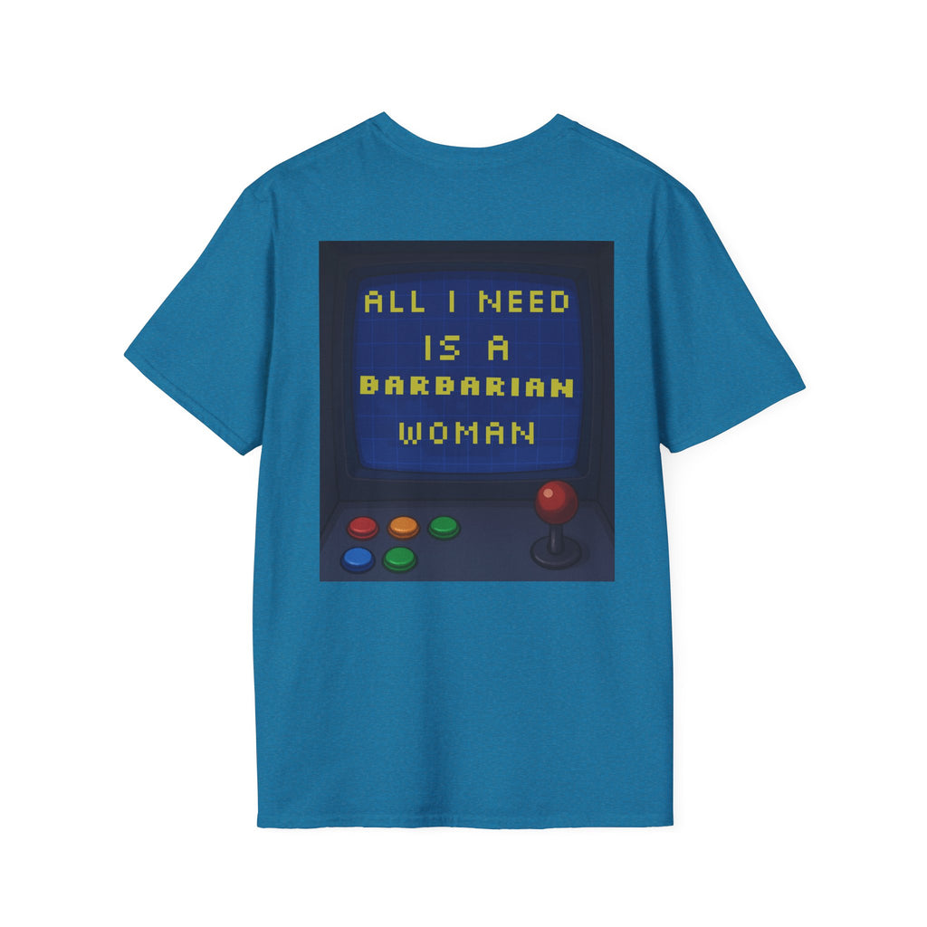 Unisex Barbarian Woman T-Shirt - Softstyle Graphic Tee for Gamers, Gifts for Her, Casual Wear, Birthday Present, Retro Style