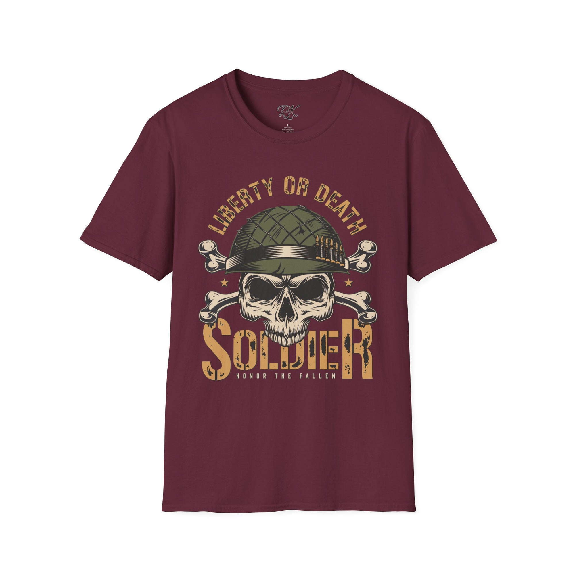 Liberty or Death Skull Soldier T-Shirt, Military Apparel, Unisex Graphic Tee, Veteran Gift, Casual Wear, Outdoor Adventure