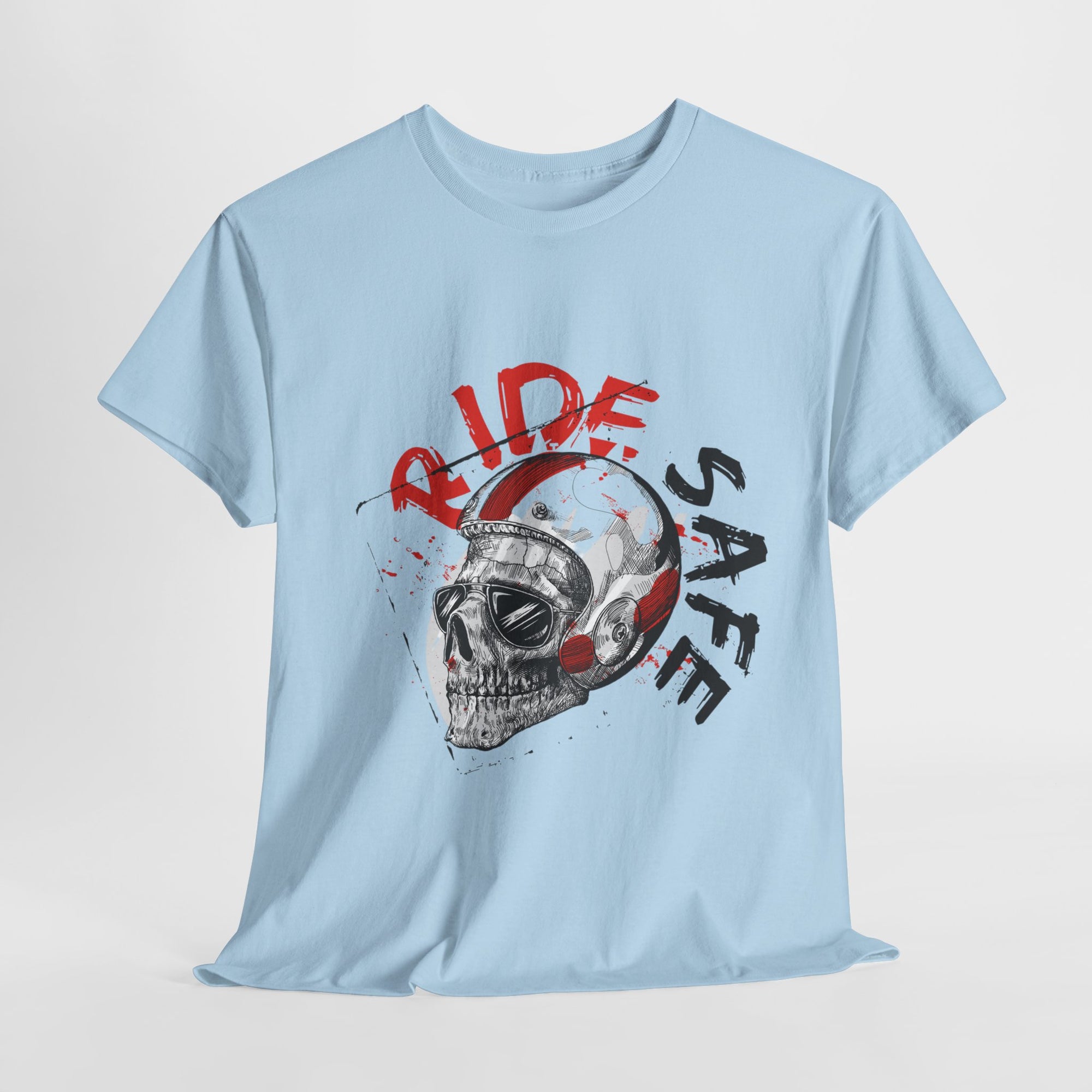Skull Themed Ride Safe Tee, Unisex Heavy Cotton T-Shirt, Motorcycle Tee, Biker Apparel, Gift for Riders, Casual Wear