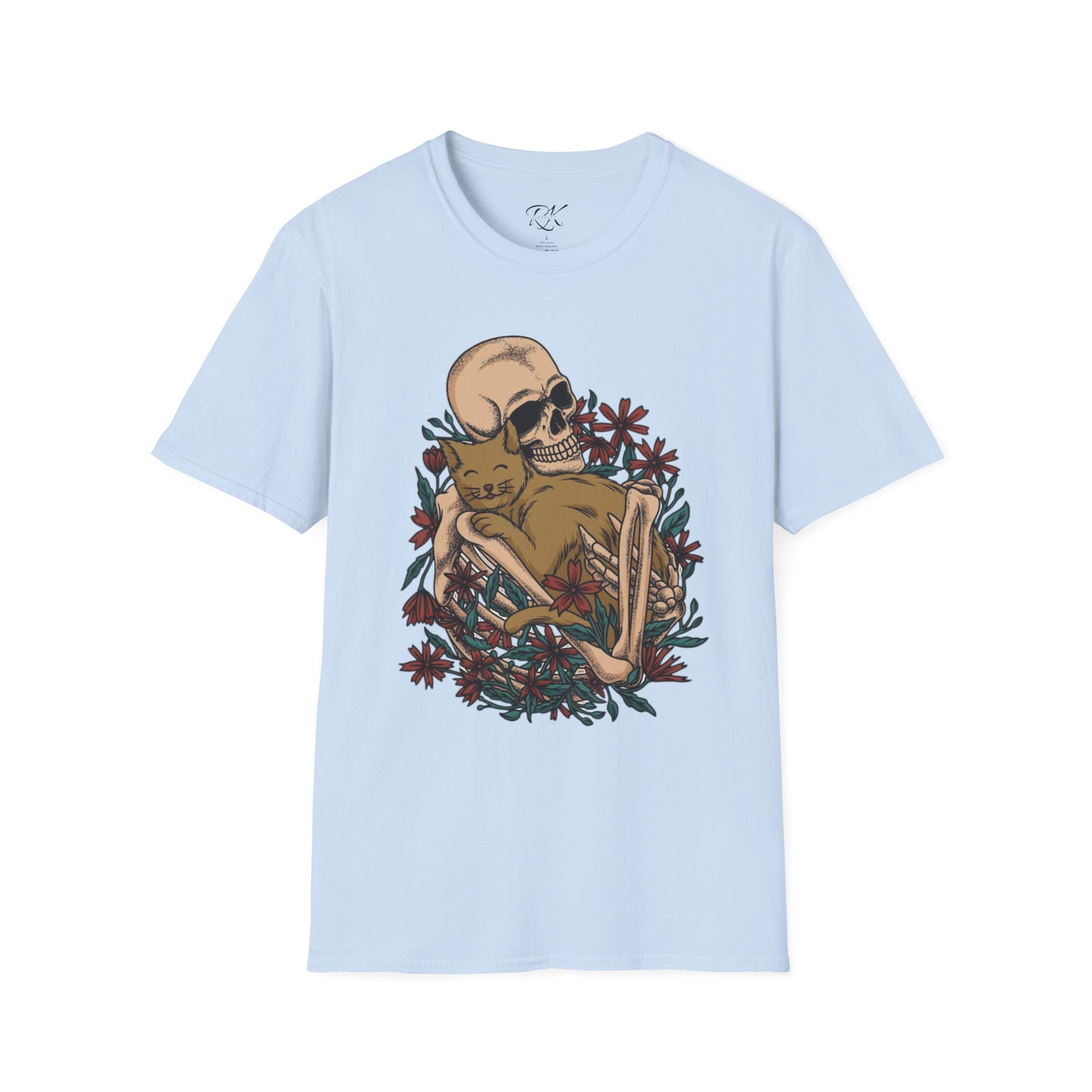 Skeleton Floral Unisex T-Shirt, Cute Grunge Tee, Quirky Halloween Shirt, Casual Everyday Wear, Unique Graphic Top