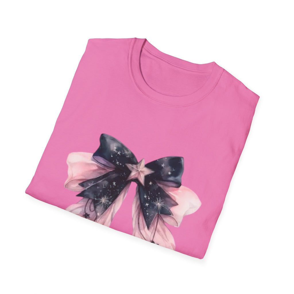 Whimsical Starry Bow T-Shirt, Cute Graphic Tee, Casual Wear, Gift for Her, Summer Fashion, Birthday Present