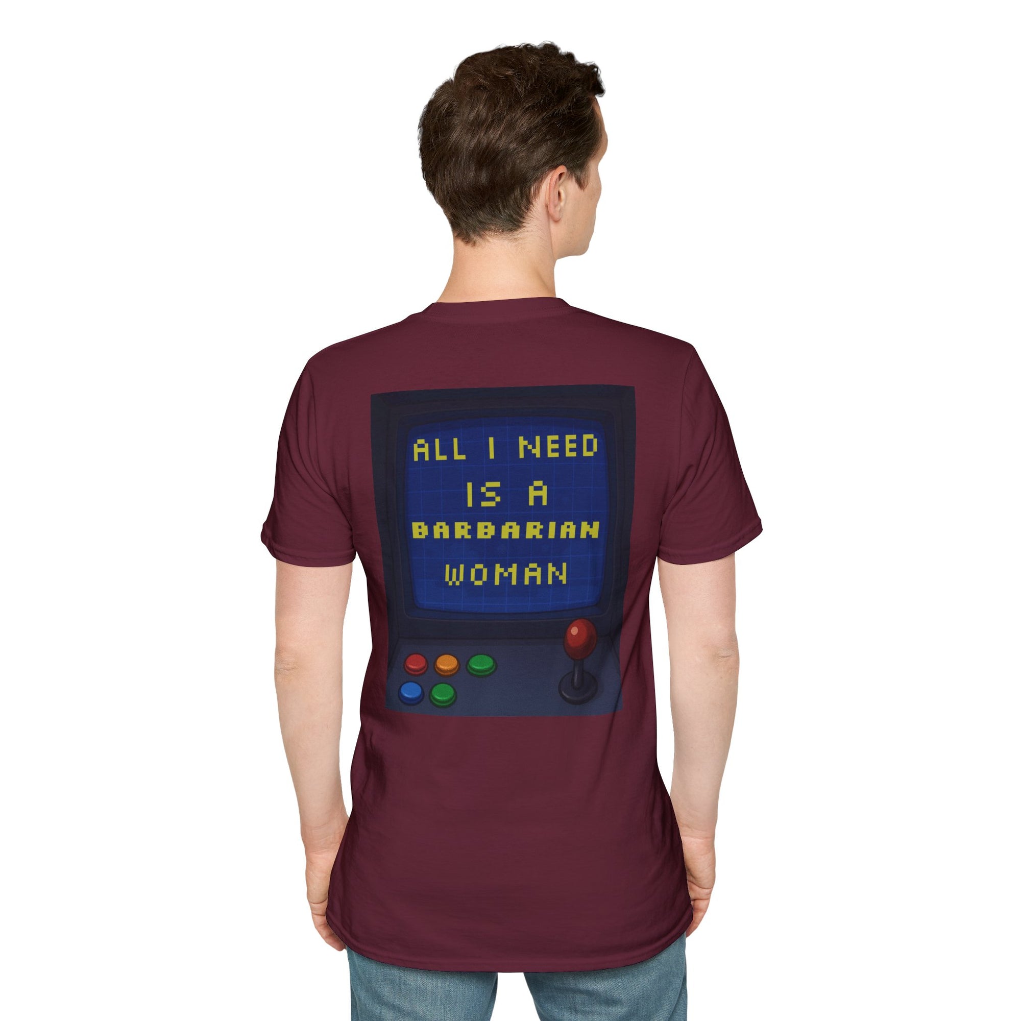 Unisex Barbarian Woman T-Shirt - Softstyle Graphic Tee for Gamers, Gifts for Her, Casual Wear, Birthday Present, Retro Style