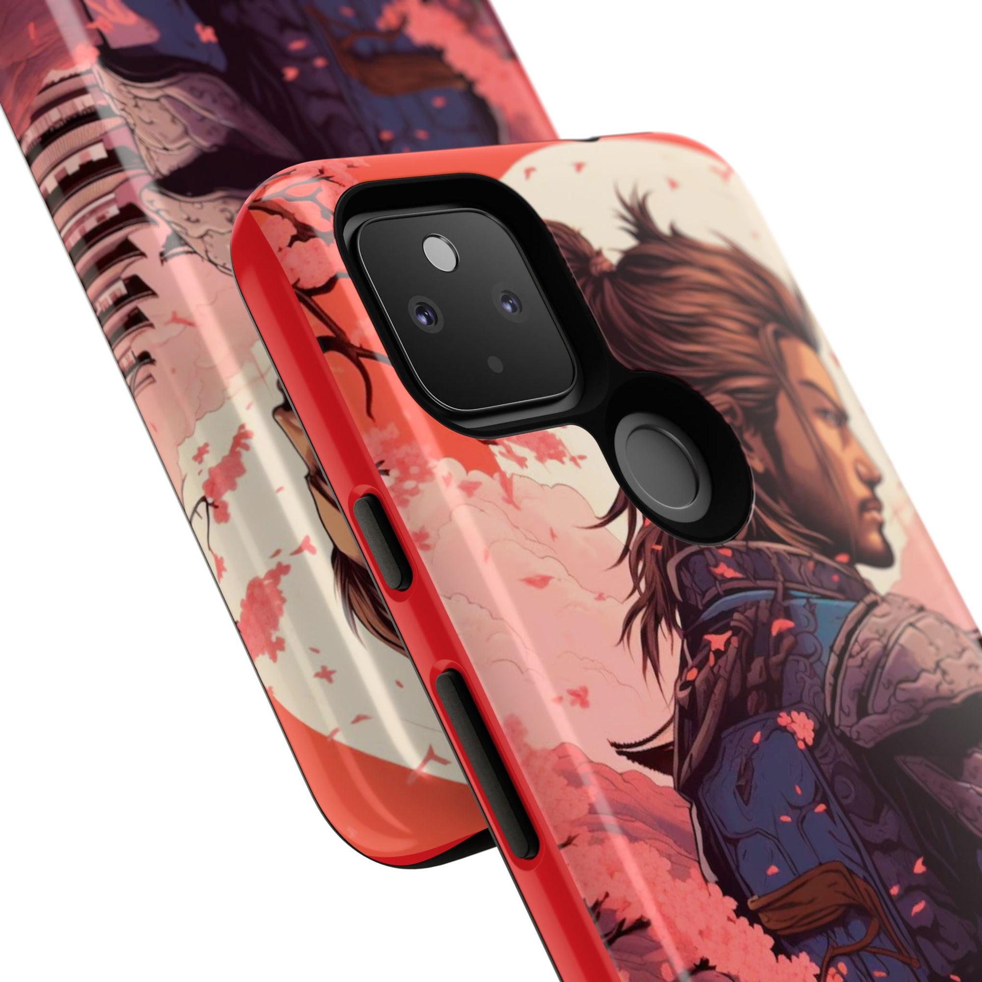 Samurai Phone Case, Tough Cases for Men, Cherry Blossom Art, Gift for Anime Fans, Unique Phone Accessory, Stylish Protection