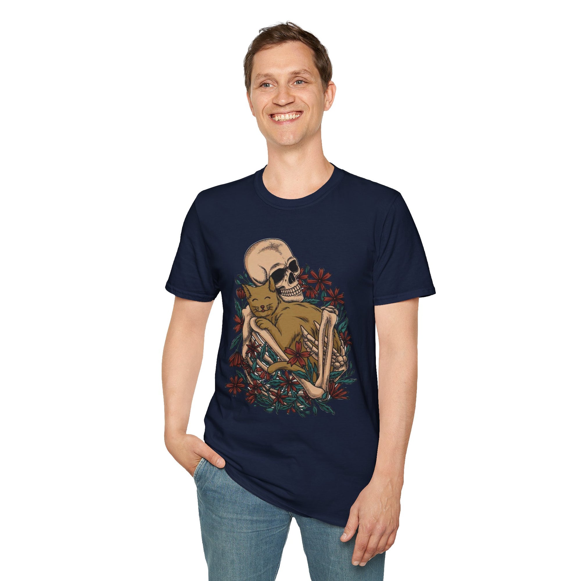 Skeleton Floral Unisex T-Shirt, Cute Grunge Tee, Quirky Halloween Shirt, Casual Everyday Wear, Unique Graphic Top