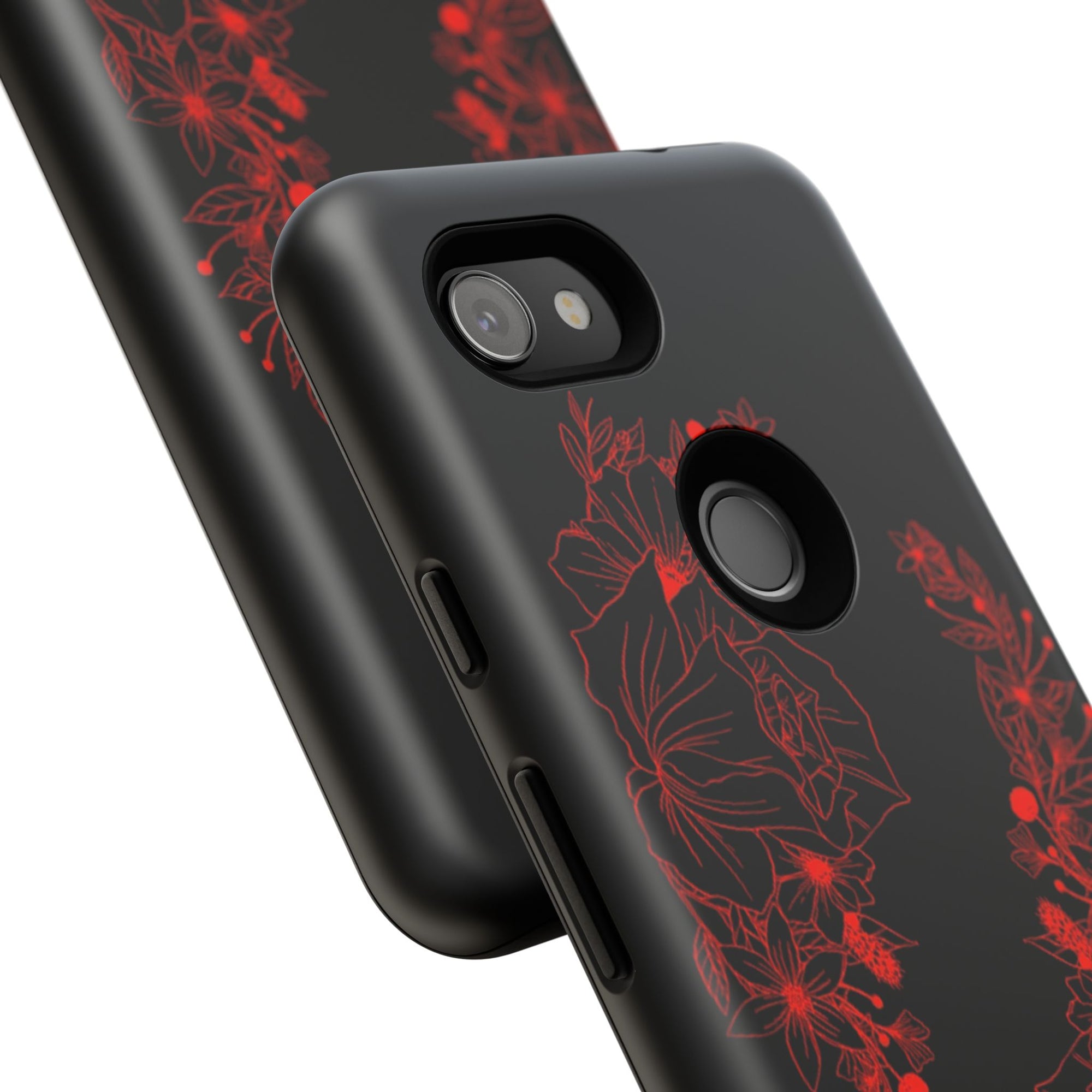 Stylish Floral Phone Case, Tough Phone Cover, Floral Design Case, Gift for Her, Black Phone Accessories