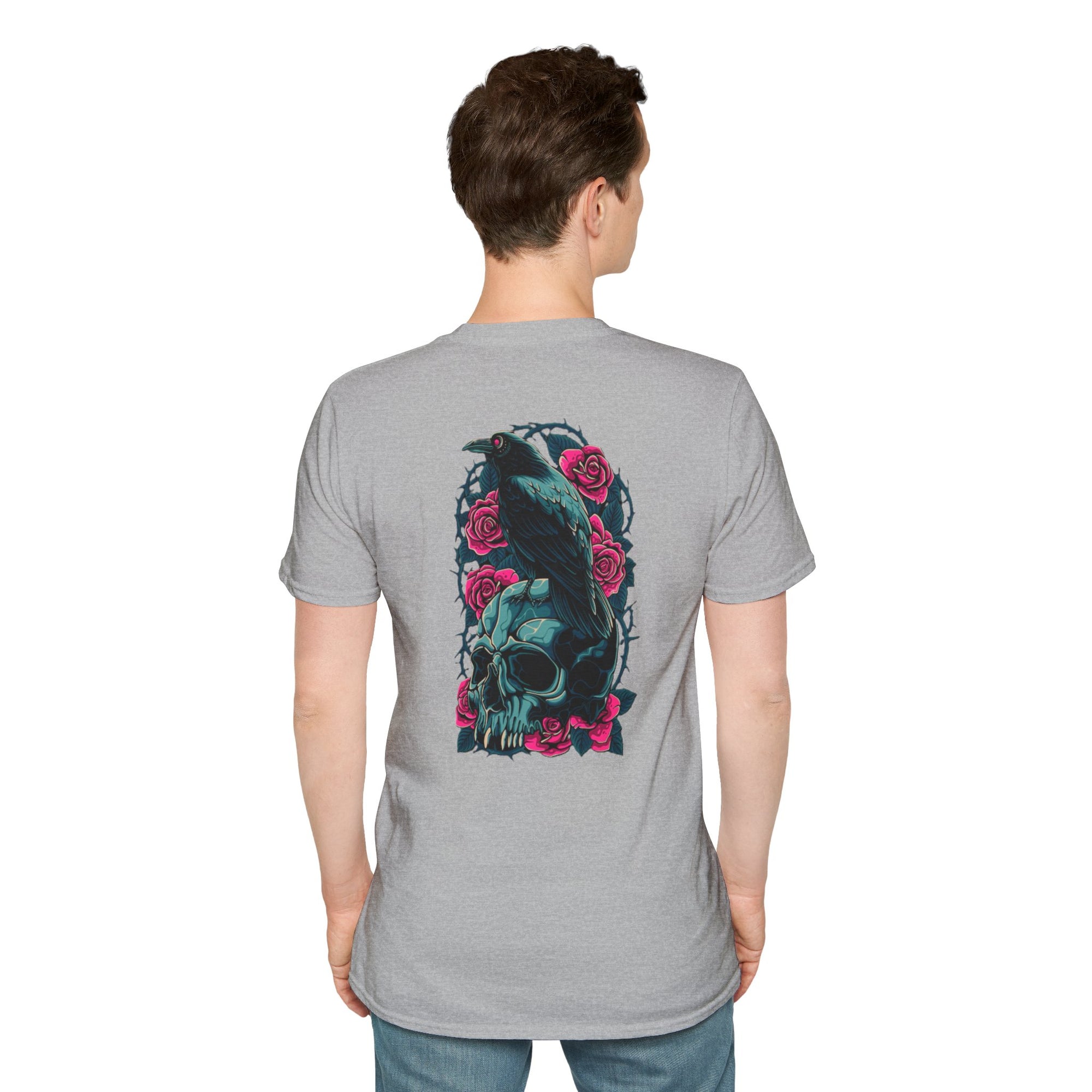Gothic Skull & Rose Unisex T-Shirt | Boho Style Tee, Casual Wear, Gift for Her, Halloween Shirt, Graphic Tee