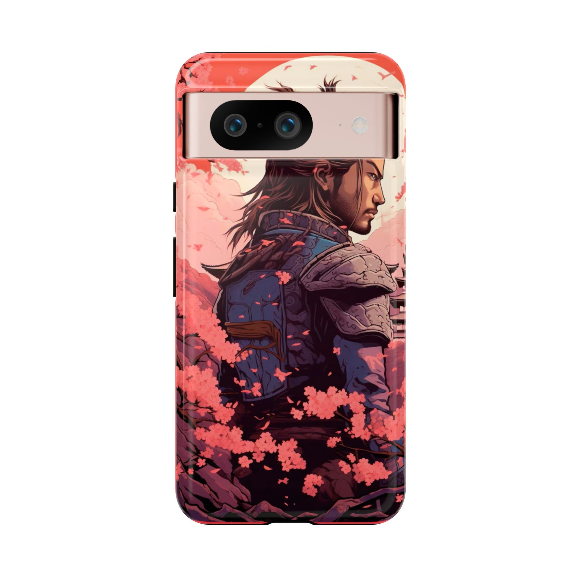 Samurai Phone Case, Tough Cases for Men, Cherry Blossom Art, Gift for Anime Fans, Unique Phone Accessory, Stylish Protection