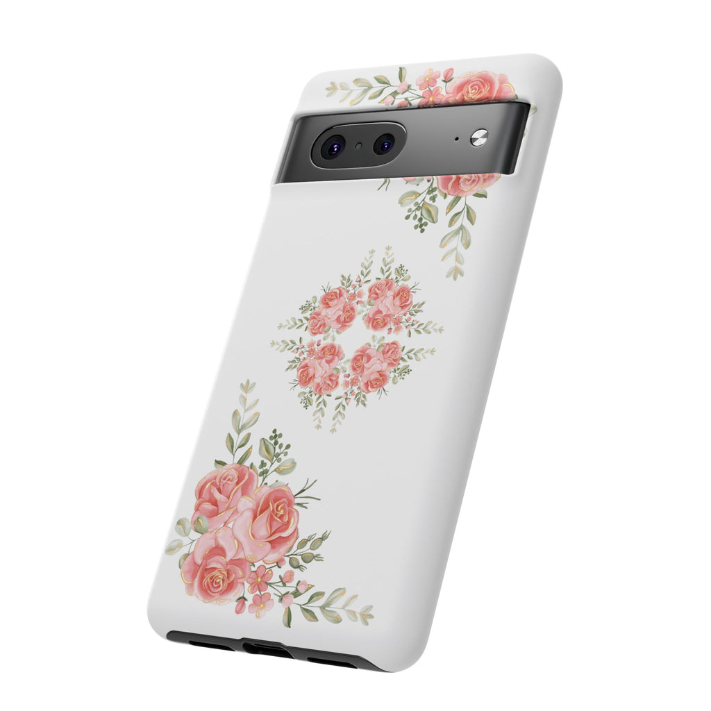 Floral Phone Case, Tough iPhone Case, Rose Design Case, Gift for Her, Floral Phone Cover