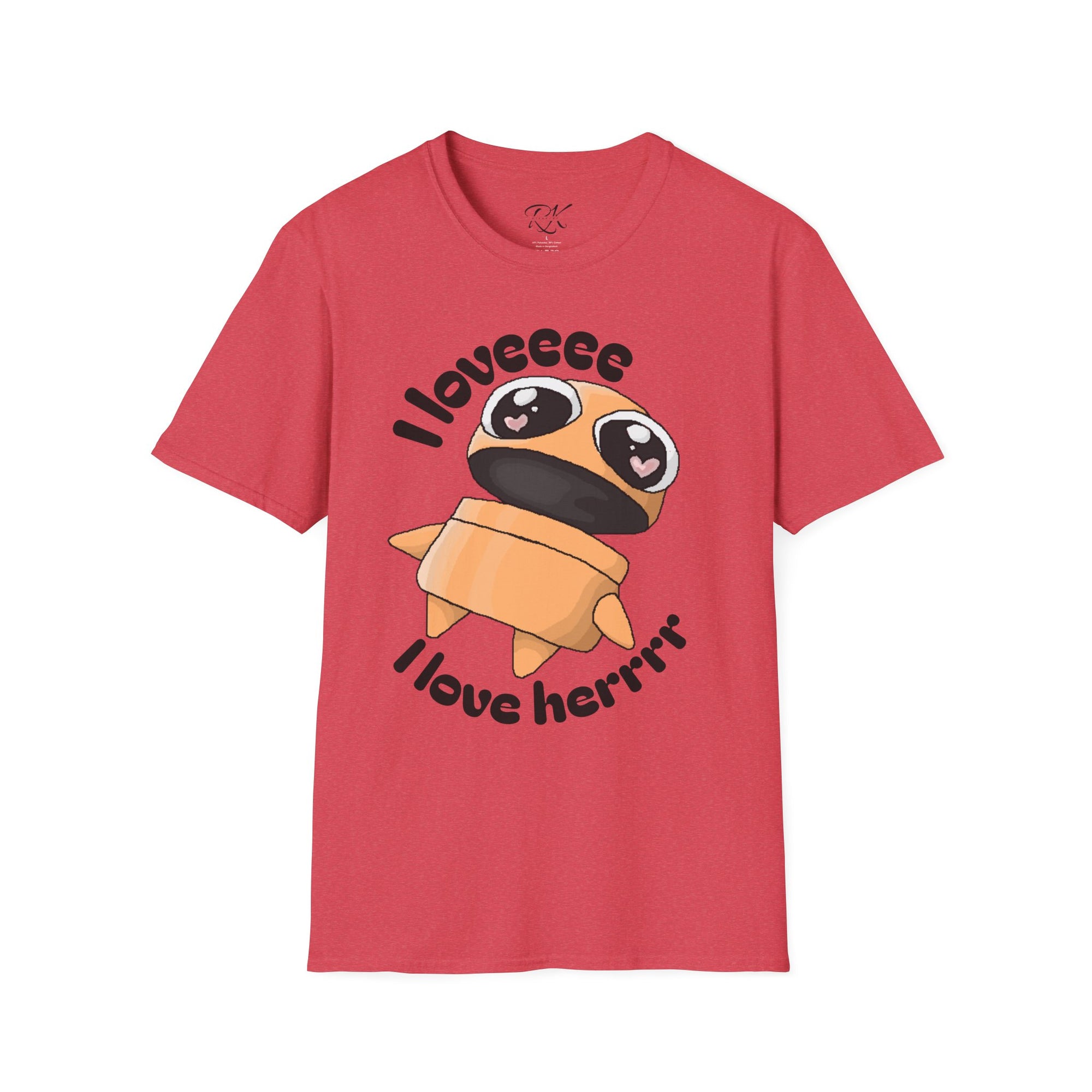 I love Herrrrr Cute Cartoon Love T-Shirt, Unisex Softstyle Tee, Perfect for Gifts, Casual Wear, Valentine's Day, Cute Character Apparel