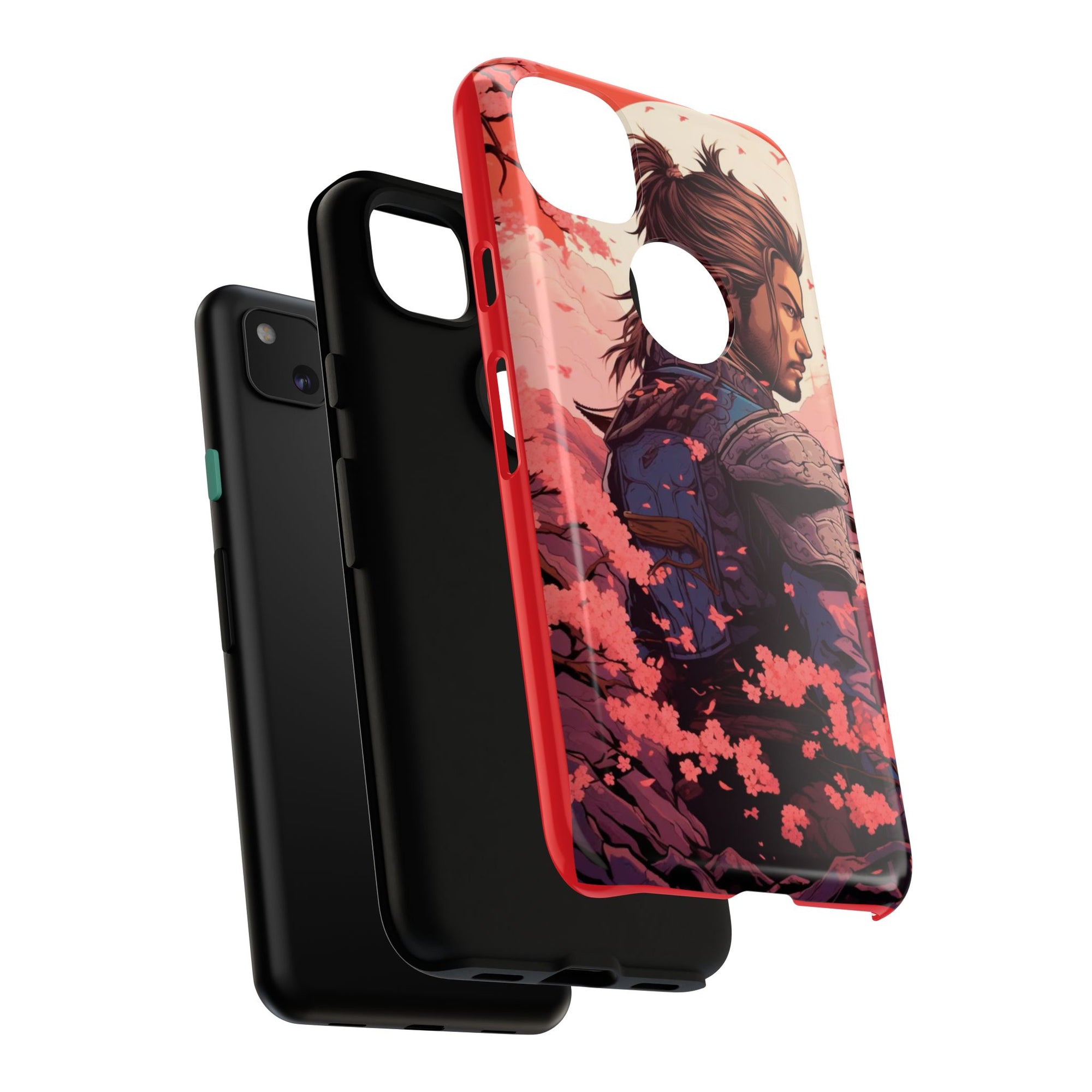 Samurai Phone Case, Tough Cases for Men, Cherry Blossom Art, Gift for Anime Fans, Unique Phone Accessory, Stylish Protection