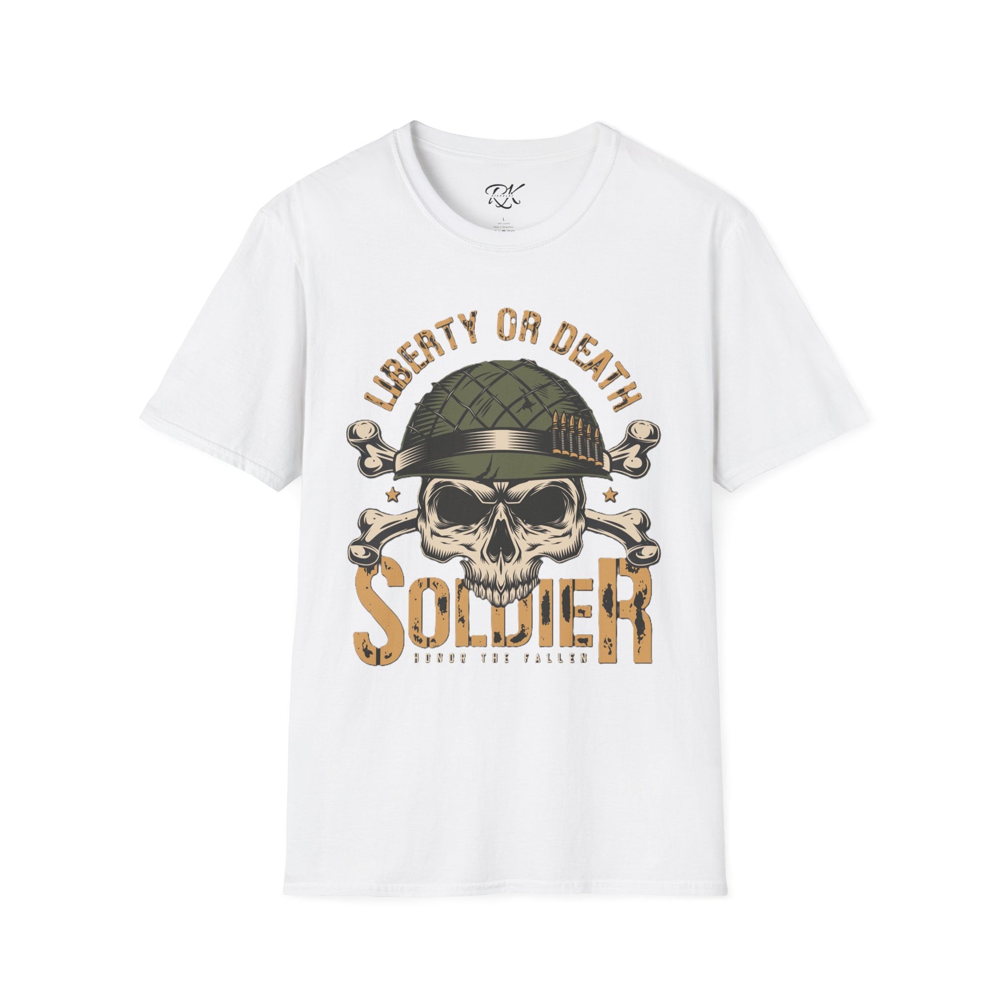 Liberty or Death Skull Soldier T-Shirt, Military Apparel, Unisex Graphic Tee, Veteran Gift, Casual Wear, Outdoor Adventure
