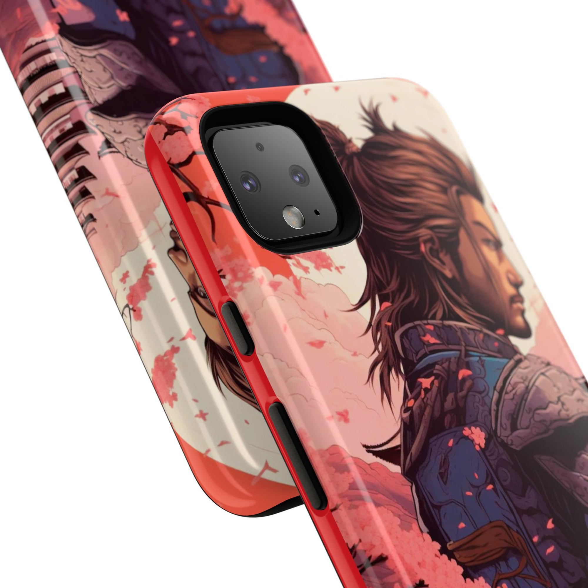 Samurai Phone Case, Tough Cases for Men, Cherry Blossom Art, Gift for Anime Fans, Unique Phone Accessory, Stylish Protection