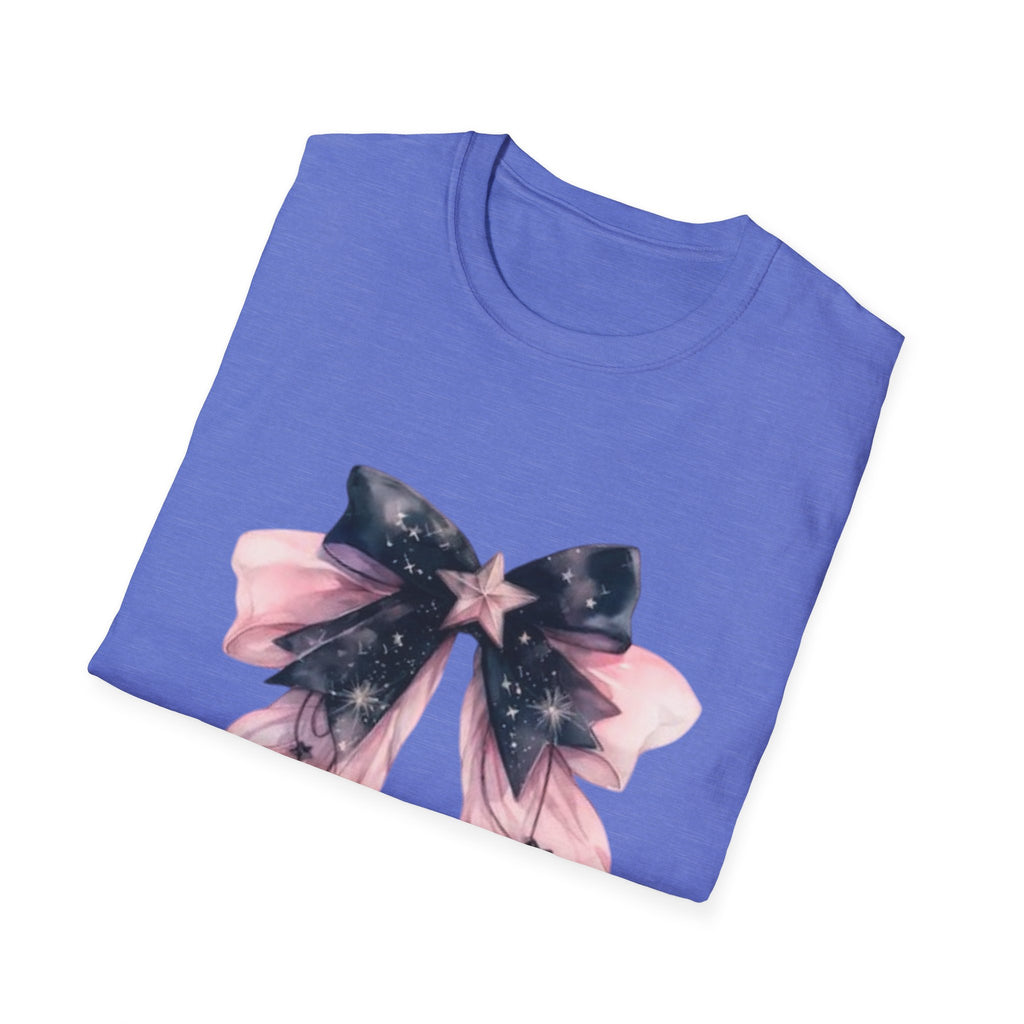 Whimsical Starry Bow T-Shirt, Cute Graphic Tee, Casual Wear, Gift for Her, Summer Fashion, Birthday Present