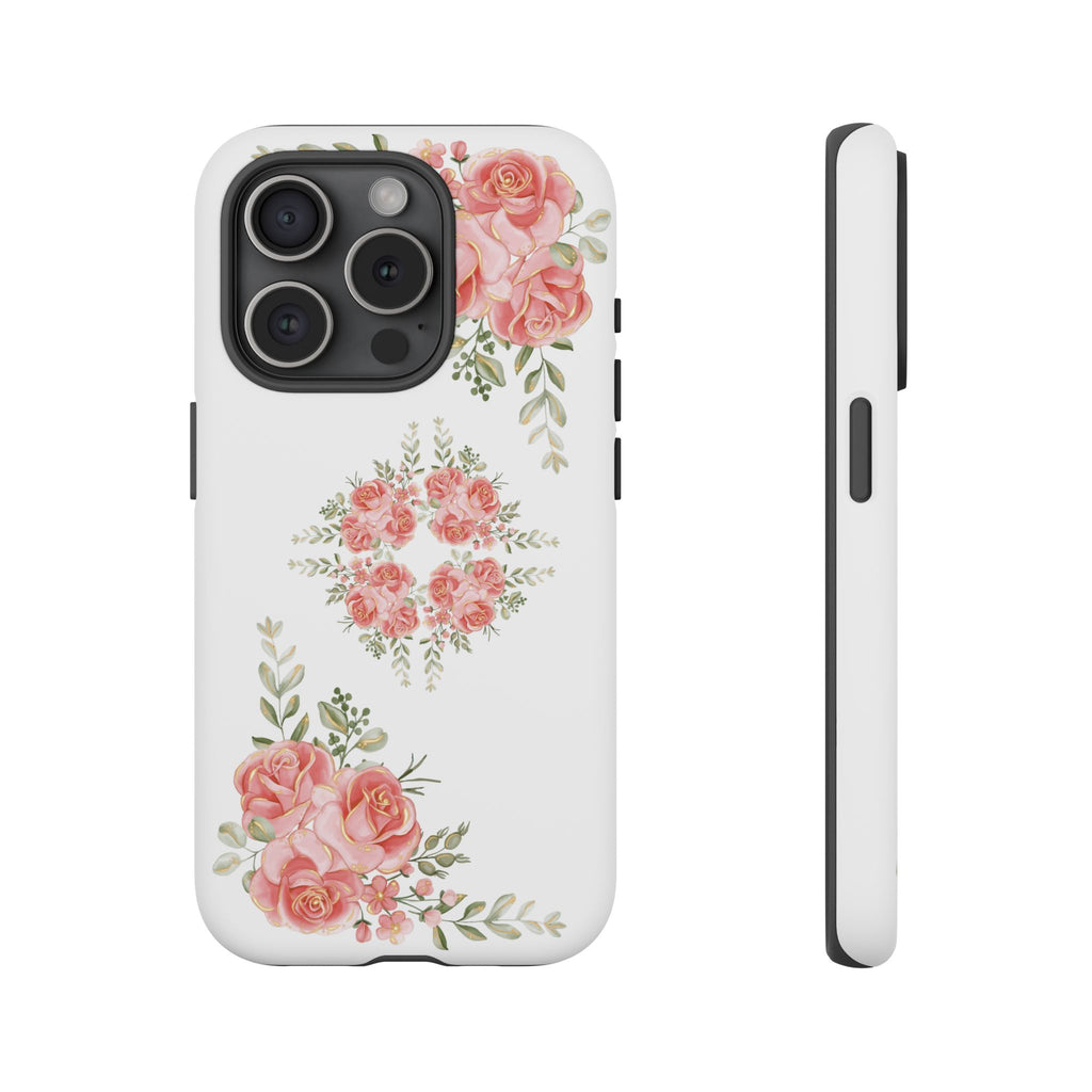 Floral Phone Case, Tough iPhone Case, Rose Design Case, Gift for Her, Floral Phone Cover