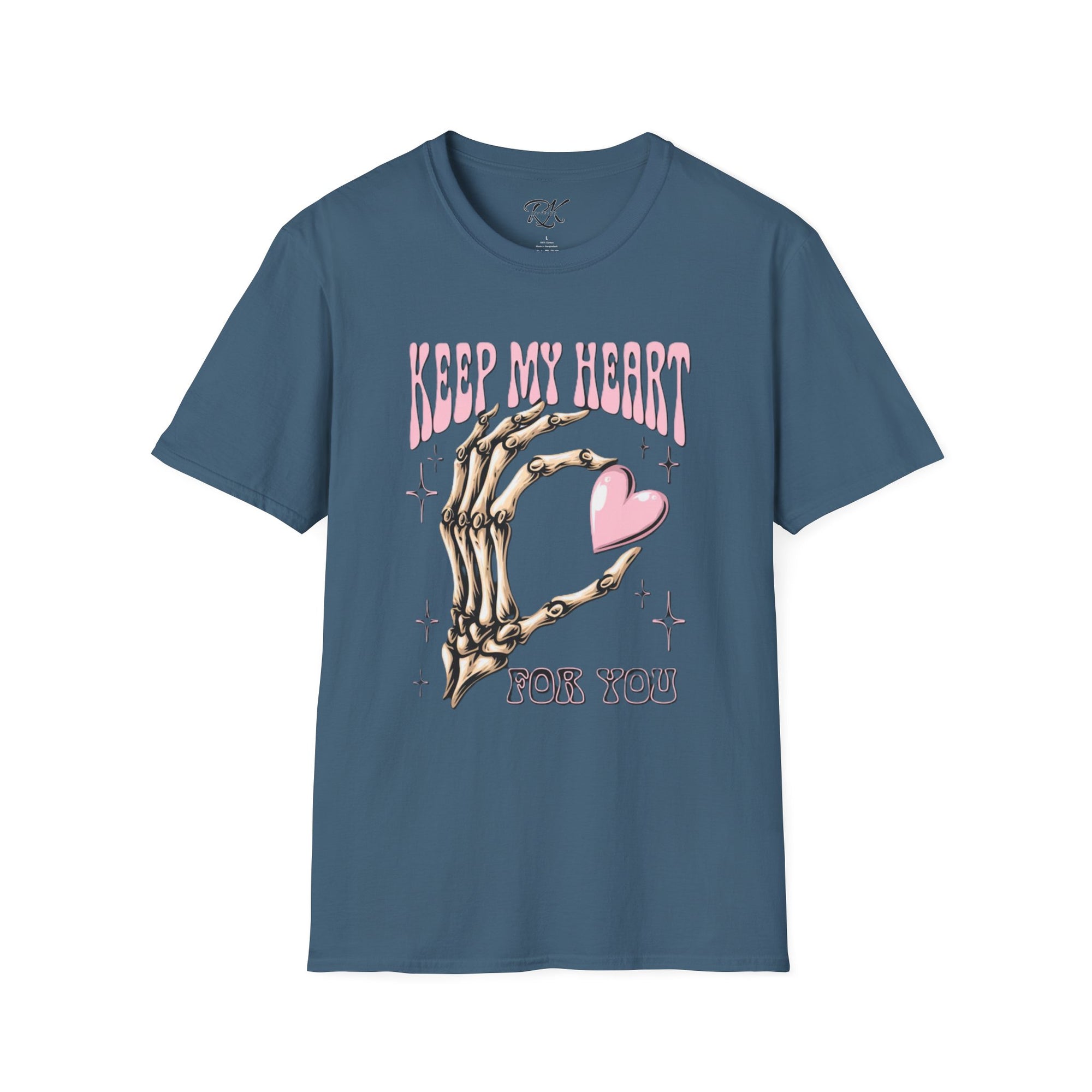 Keep My Heart Unisex Softstyle T-Shirt, Cute Graphic Tee, Valentine's Day Gift, Casual Style, Skeleton Design, Soft Cotton