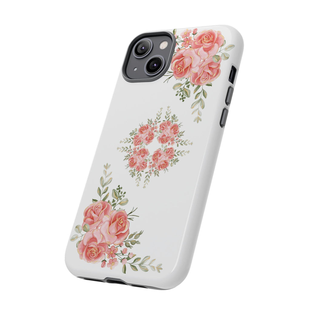 Floral Phone Case, Tough iPhone Case, Rose Design Case, Gift for Her, Floral Phone Cover