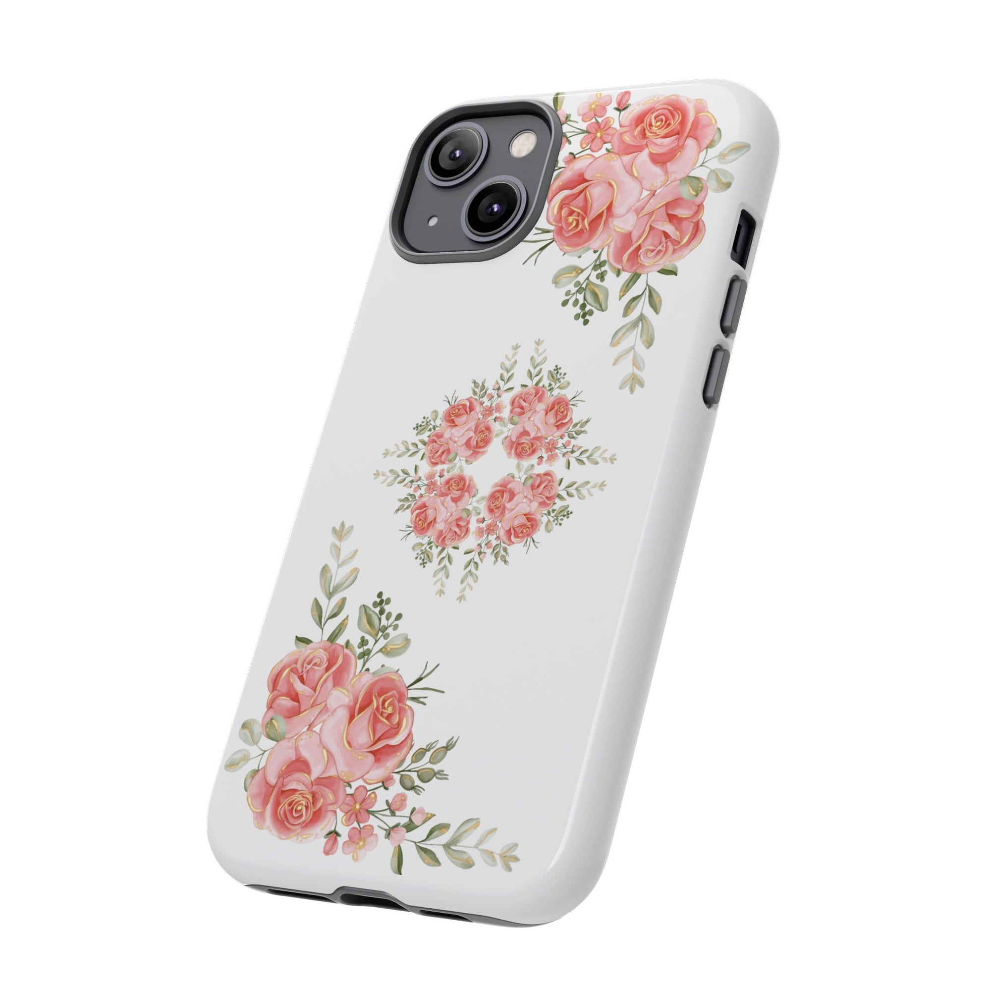 Floral Phone Case, Tough iPhone Case, Rose Design Case, Gift for Her, Floral Phone Cover