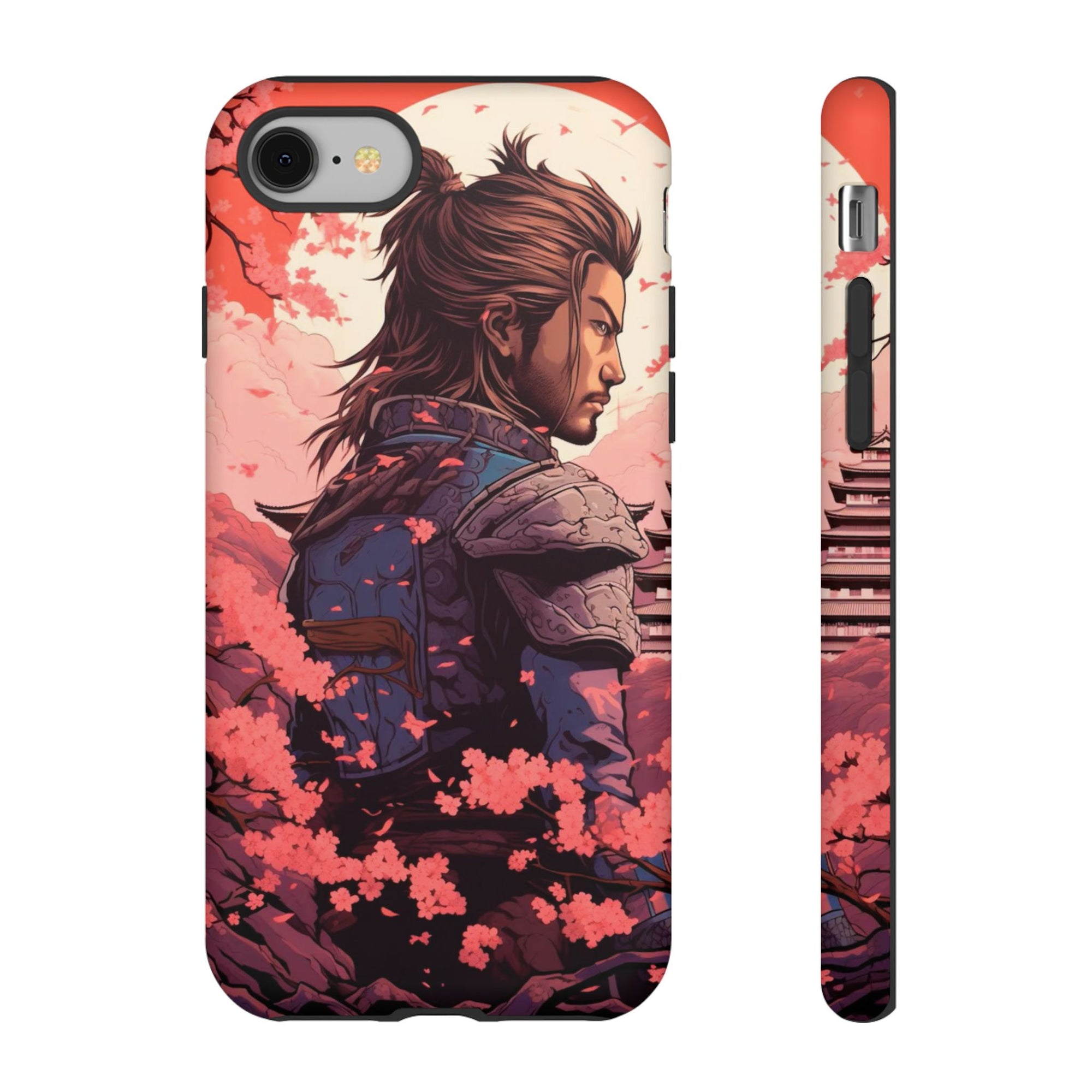 Samurai Phone Case, Tough Cases for Men, Cherry Blossom Art, Gift for Anime Fans, Unique Phone Accessory, Stylish Protection