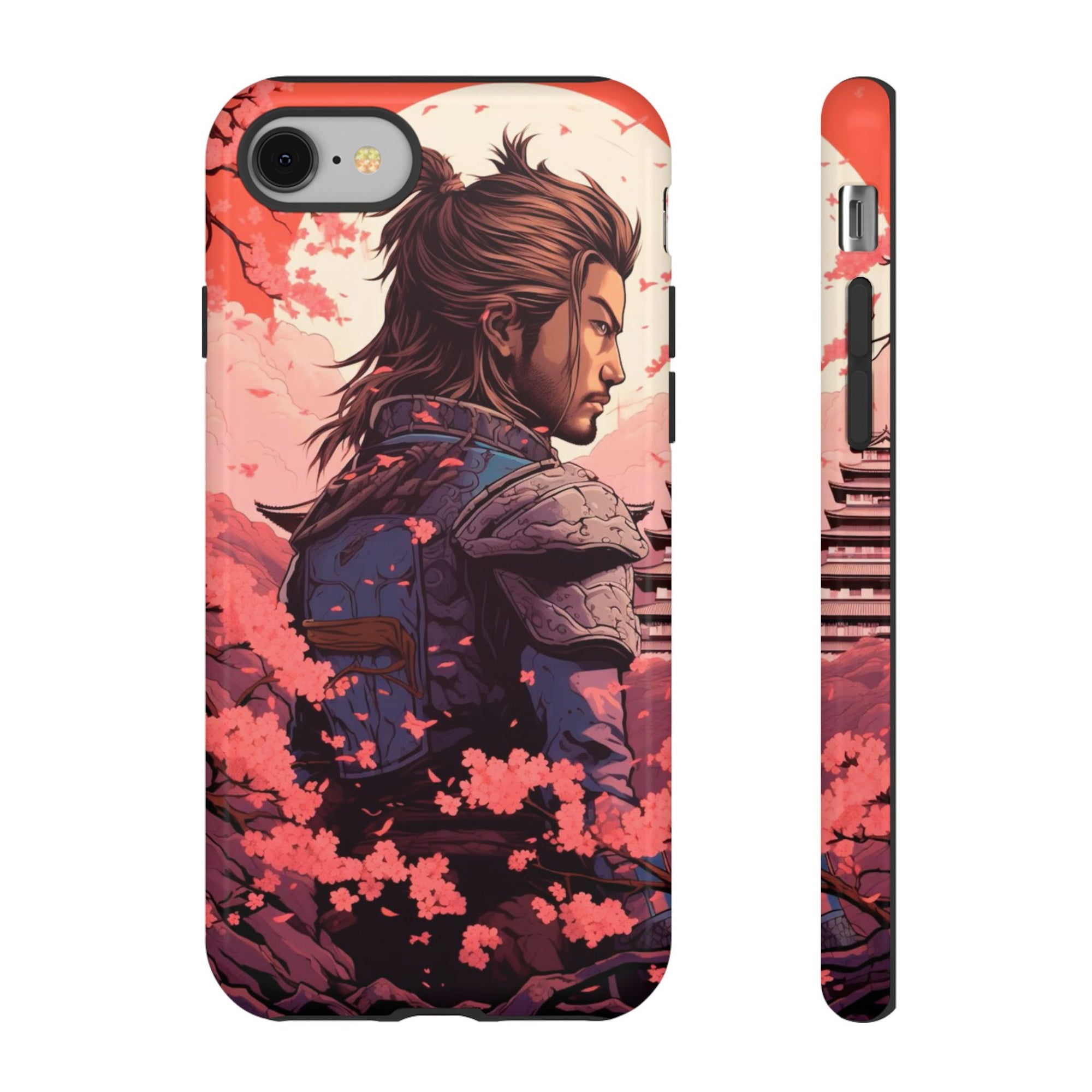 Samurai Phone Case, Tough Cases for Men, Cherry Blossom Art, Gift for Anime Fans, Unique Phone Accessory, Stylish Protection