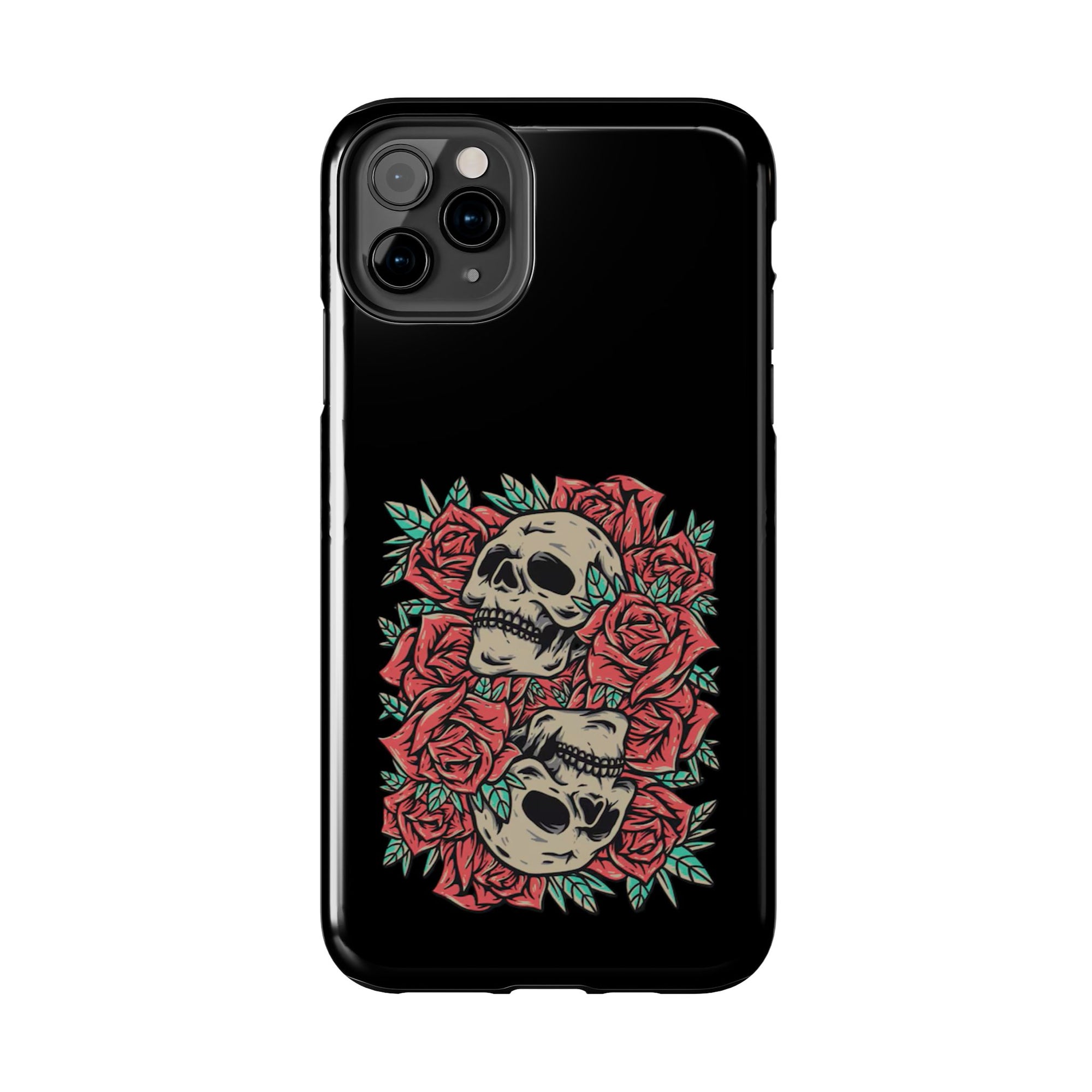 Stylish Skull & Roses Phone Case, Tough Phone Cover, Floral Skull Design, Unique Gift for her, Gothic Aesthetic Accessories