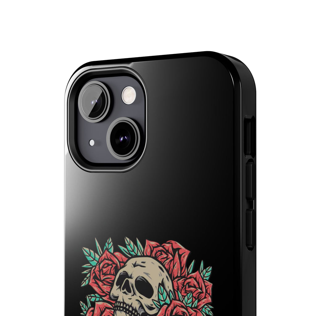 Stylish Skull & Roses Phone Case, Tough Phone Cover, Floral Skull Design, Unique Gift for her, Gothic Aesthetic Accessories