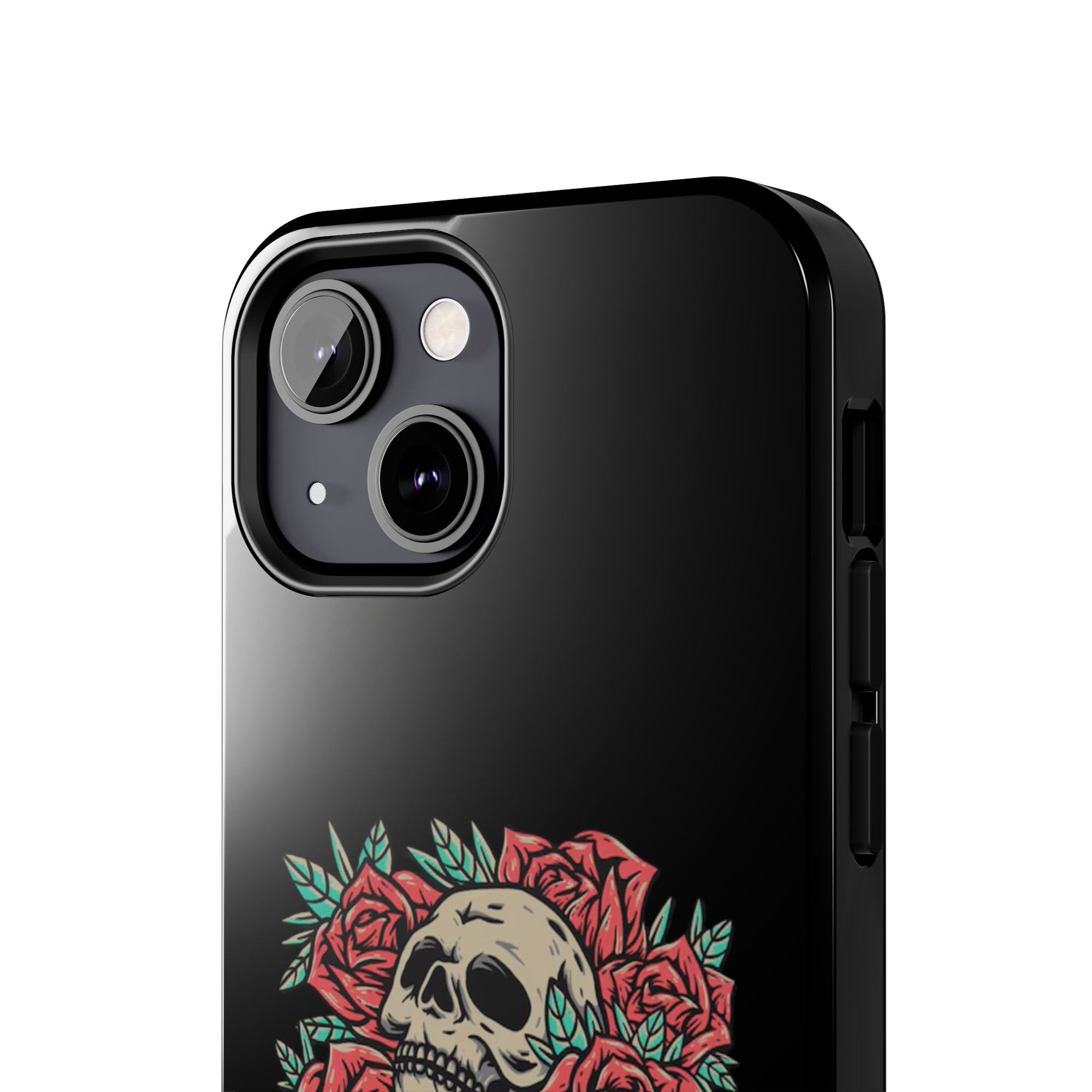 Stylish Skull & Roses Phone Case, Tough Phone Cover, Floral Skull Design, Unique Gift for her, Gothic Aesthetic Accessories