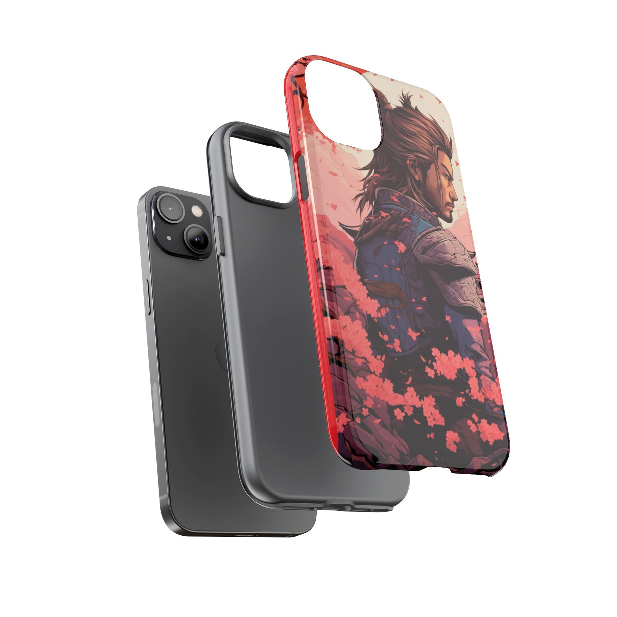 Samurai Phone Case, Tough Cases for Men, Cherry Blossom Art, Gift for Anime Fans, Unique Phone Accessory, Stylish Protection