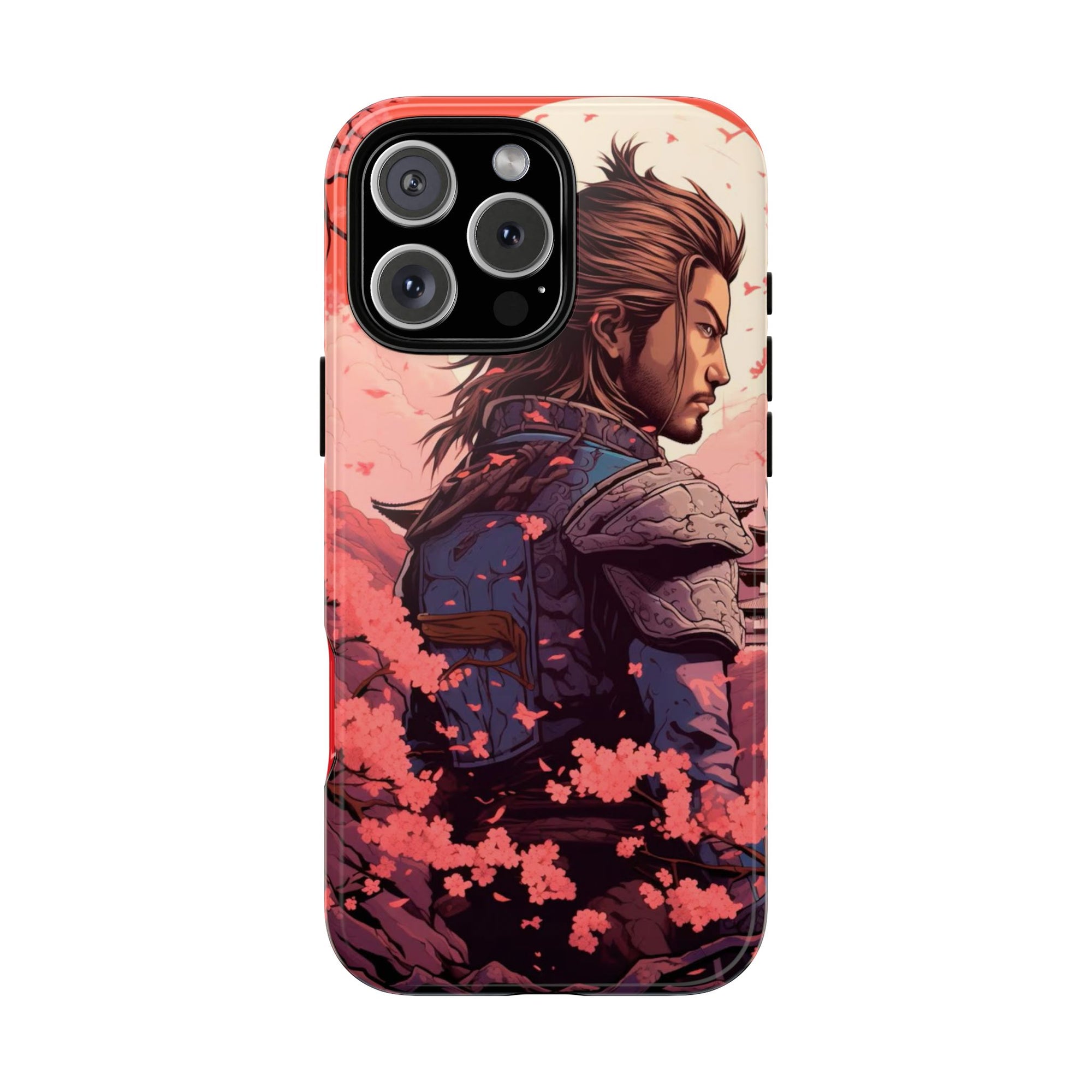 Samurai Phone Case, Tough Cases for Men, Cherry Blossom Art, Gift for Anime Fans, Unique Phone Accessory, Stylish Protection
