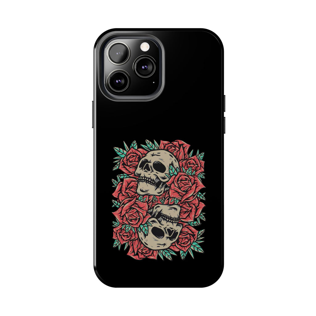 Stylish Skull & Roses Phone Case, Tough Phone Cover, Floral Skull Design, Unique Gift for her, Gothic Aesthetic Accessories