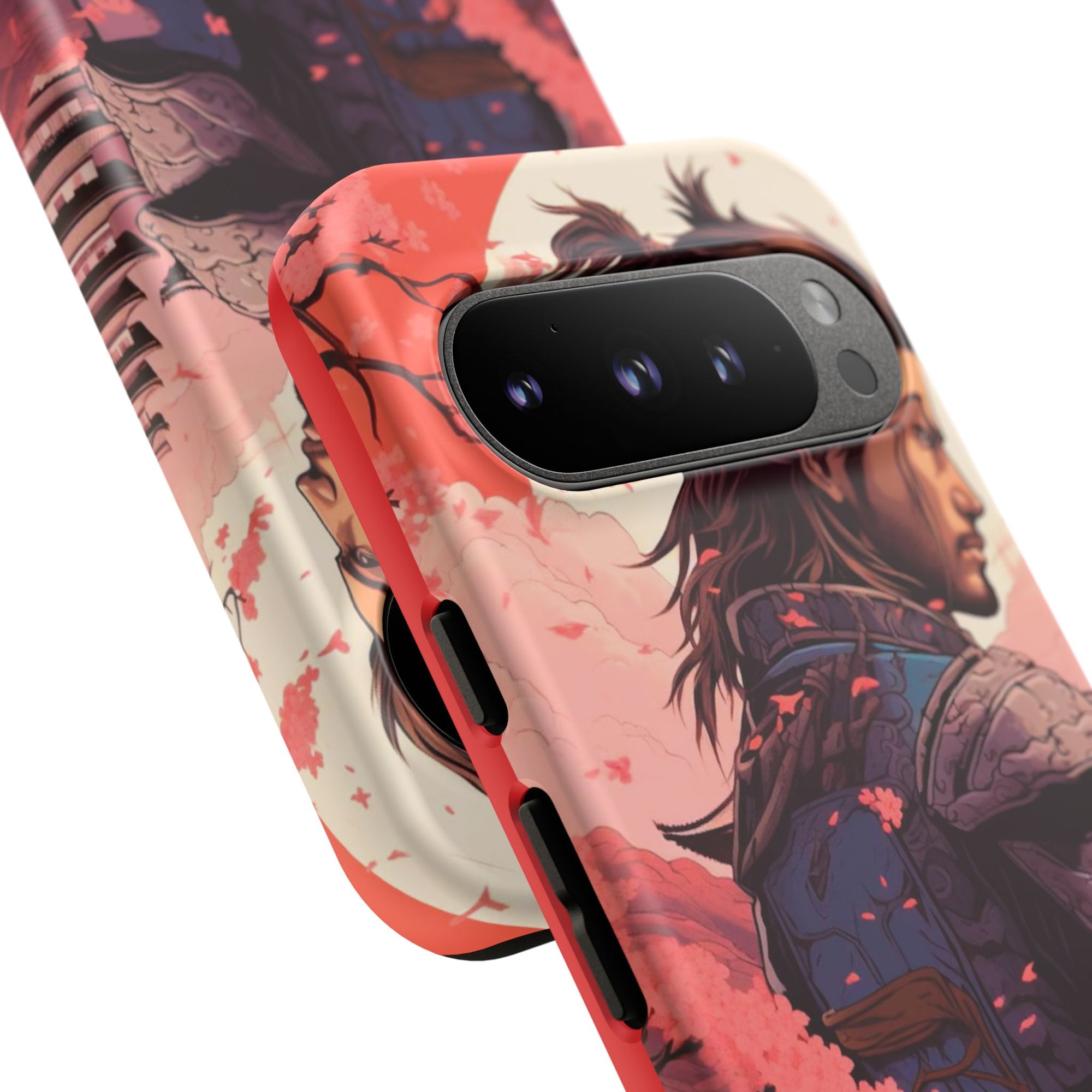 Samurai Phone Case, Tough Cases for Men, Cherry Blossom Art, Gift for Anime Fans, Unique Phone Accessory, Stylish Protection