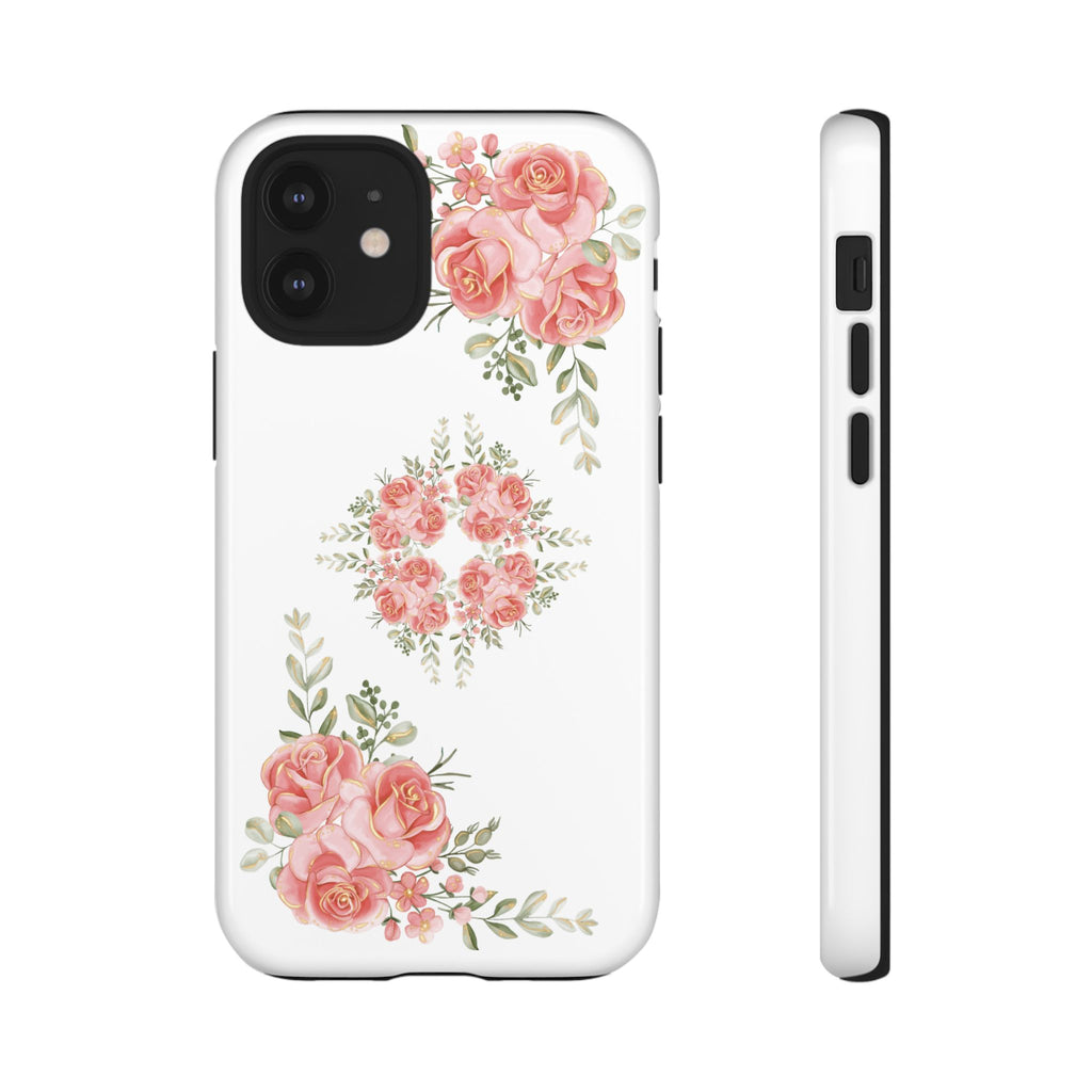 Floral Phone Case, Tough iPhone Case, Rose Design Case, Gift for Her, Floral Phone Cover