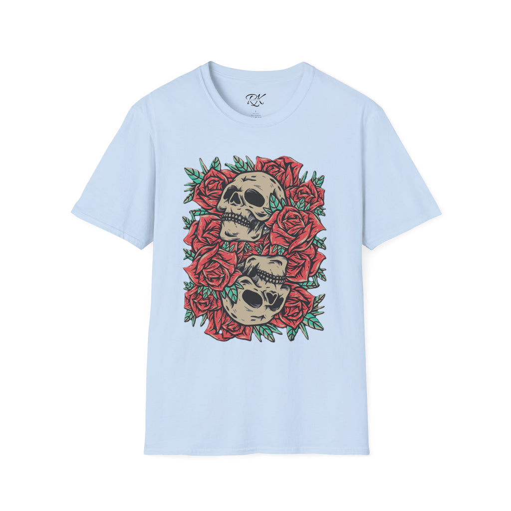 Skull & Roses Graphic T-Shirt | Edgy Casual Wear, Halloween Outfit, Gift for Friends, Festival Style, Unisex Shirt