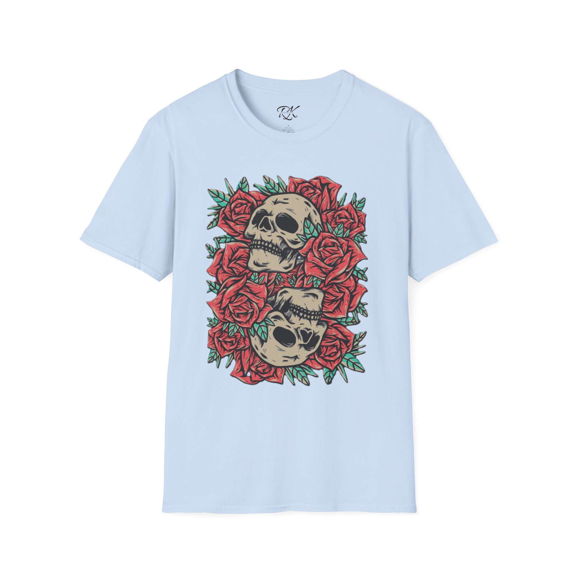 Skull & Roses Graphic T-Shirt | Edgy Casual Wear, Halloween Outfit, Gift for Friends, Festival Style, Unisex Shirt