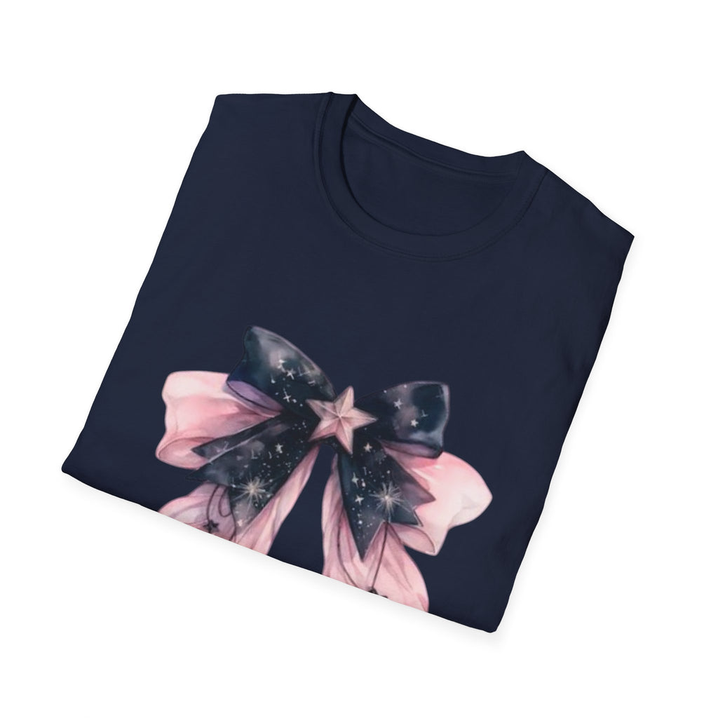 Whimsical Starry Bow T-Shirt, Cute Graphic Tee, Casual Wear, Gift for Her, Summer Fashion, Birthday Present