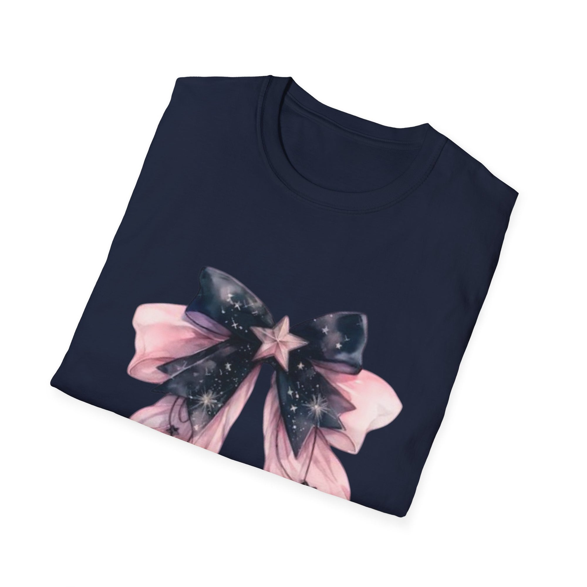 Whimsical Starry Bow T-Shirt, Cute Graphic Tee, Casual Wear, Gift for Her, Summer Fashion, Birthday Present