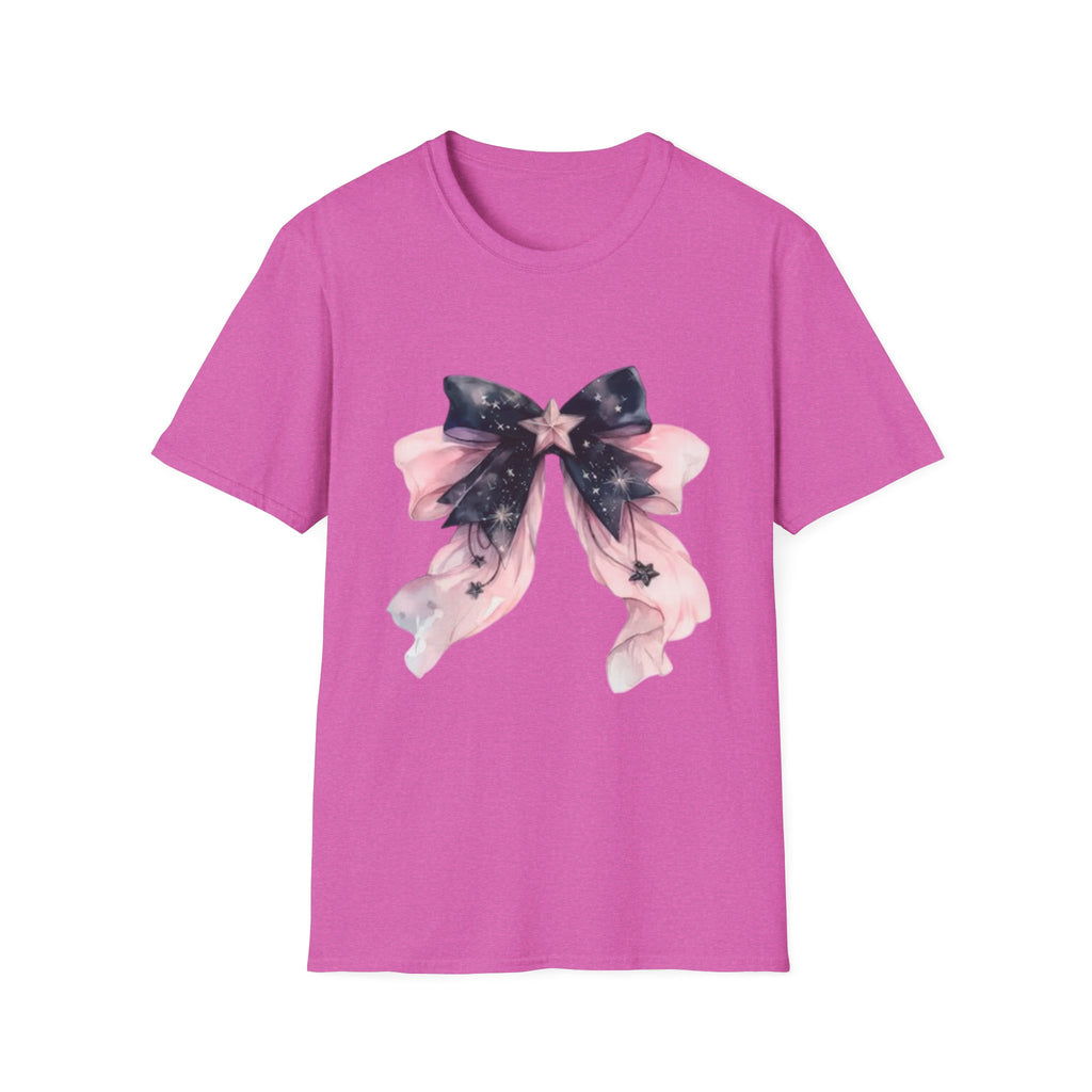 Whimsical Starry Bow T-Shirt, Cute Graphic Tee, Casual Wear, Gift for Her, Summer Fashion, Birthday Present