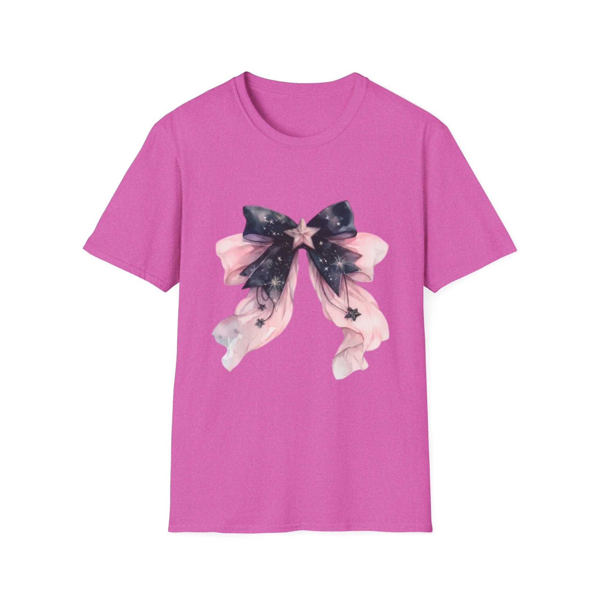 Whimsical Starry Bow T-Shirt, Cute Graphic Tee, Casual Wear, Gift for Her, Summer Fashion, Birthday Present
