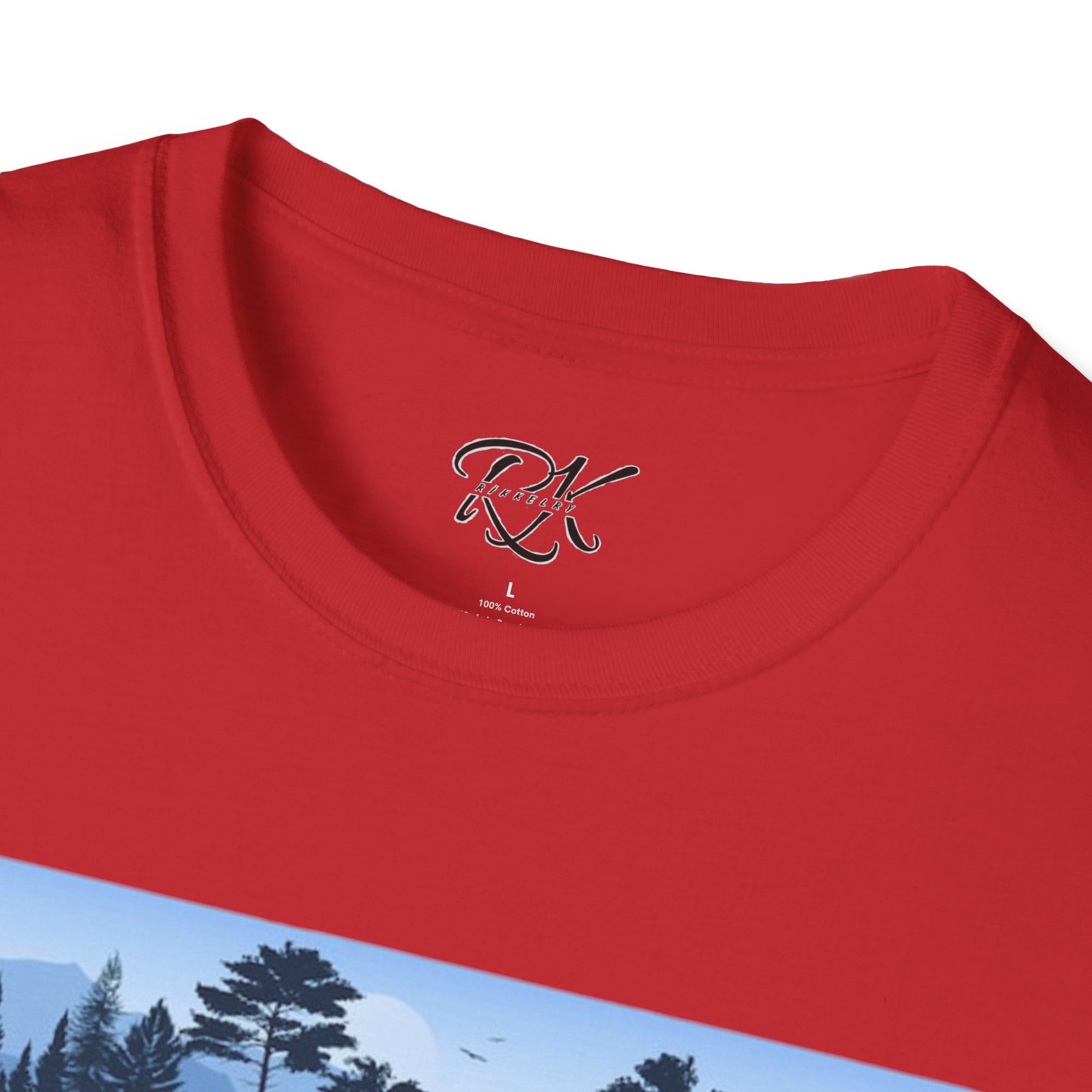 Mountain Landscape Unisex Softstyle T-Shirt | Nature Lover Gift, Outdoor Adventure Tee, Relaxed Fit, Casual Wear, Camping Shirt