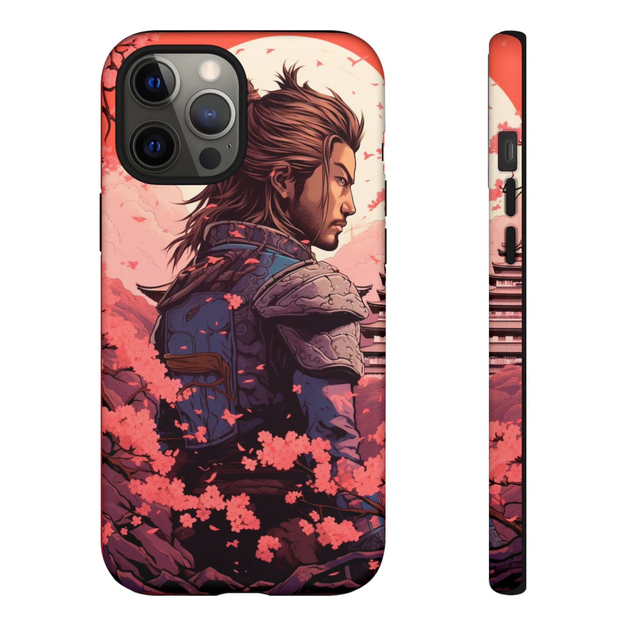 Samurai Phone Case, Tough Cases for Men, Cherry Blossom Art, Gift for Anime Fans, Unique Phone Accessory, Stylish Protection